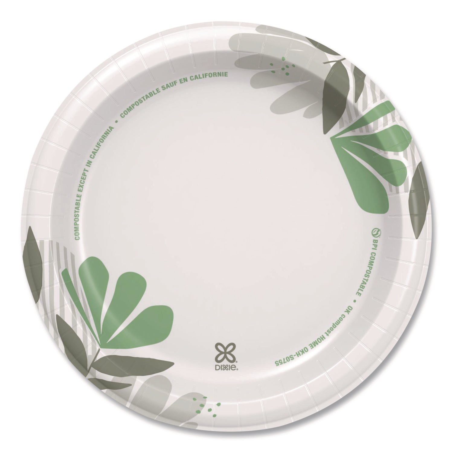 Dixie Pathways 8-1/2" Mediumweight Paper Plates by GP Pro - Pathways - Microwave Safe - 8.5" Diameter - White - Paper Body - 125 / Pack