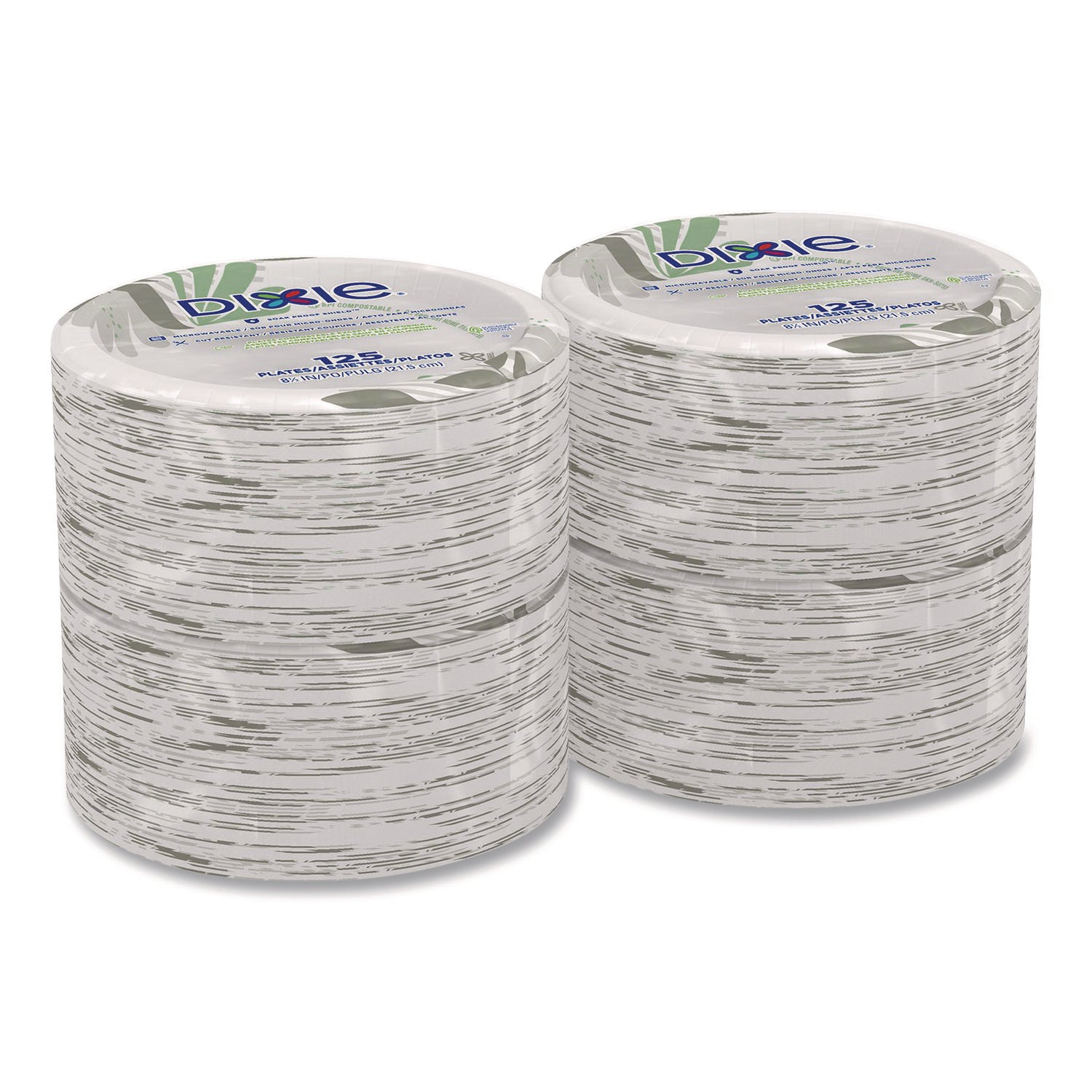 Dixie Pathways 8-1/2" Mediumweight Paper Plates by GP Pro - Pathways - Microwave Safe - 8.5" Diameter - White - Paper Body - 125 / Pack