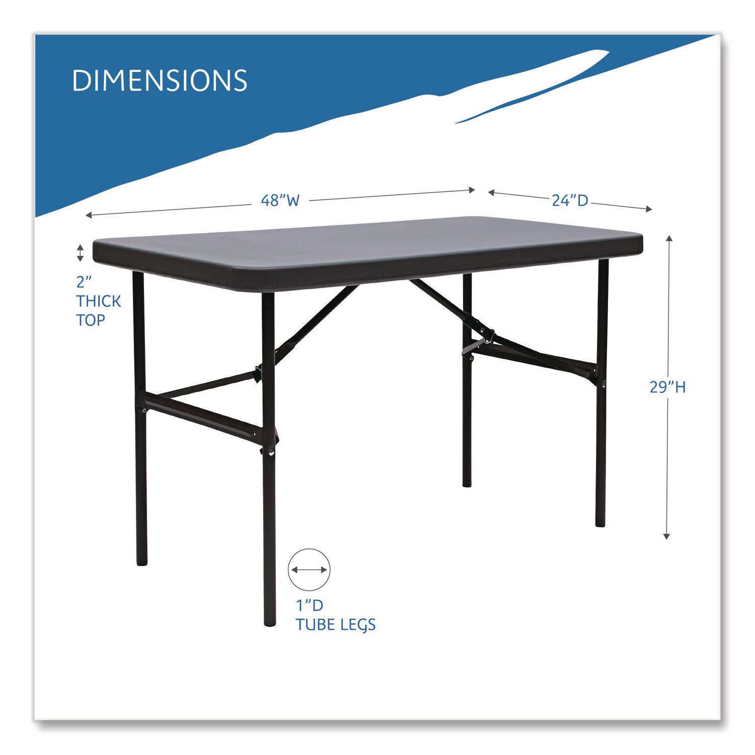 IndestrucTable® Commercial Folding Table , Charcoal - 24" x 48"