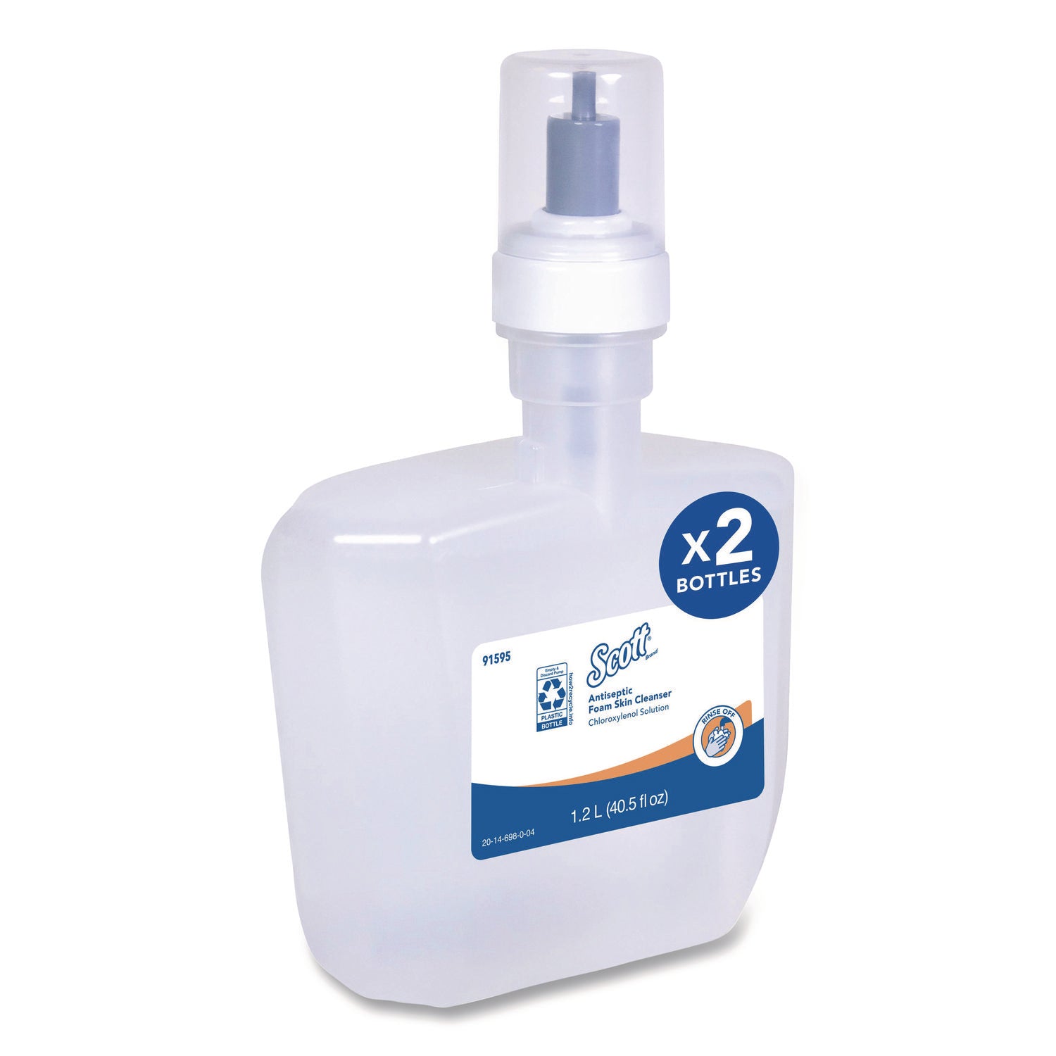 2.53 lb - Bottle Dispenser - Hand, Skin - Clear - Anti-septic, Unscented, Non-staining, Fragrance-free - 2 / Carton