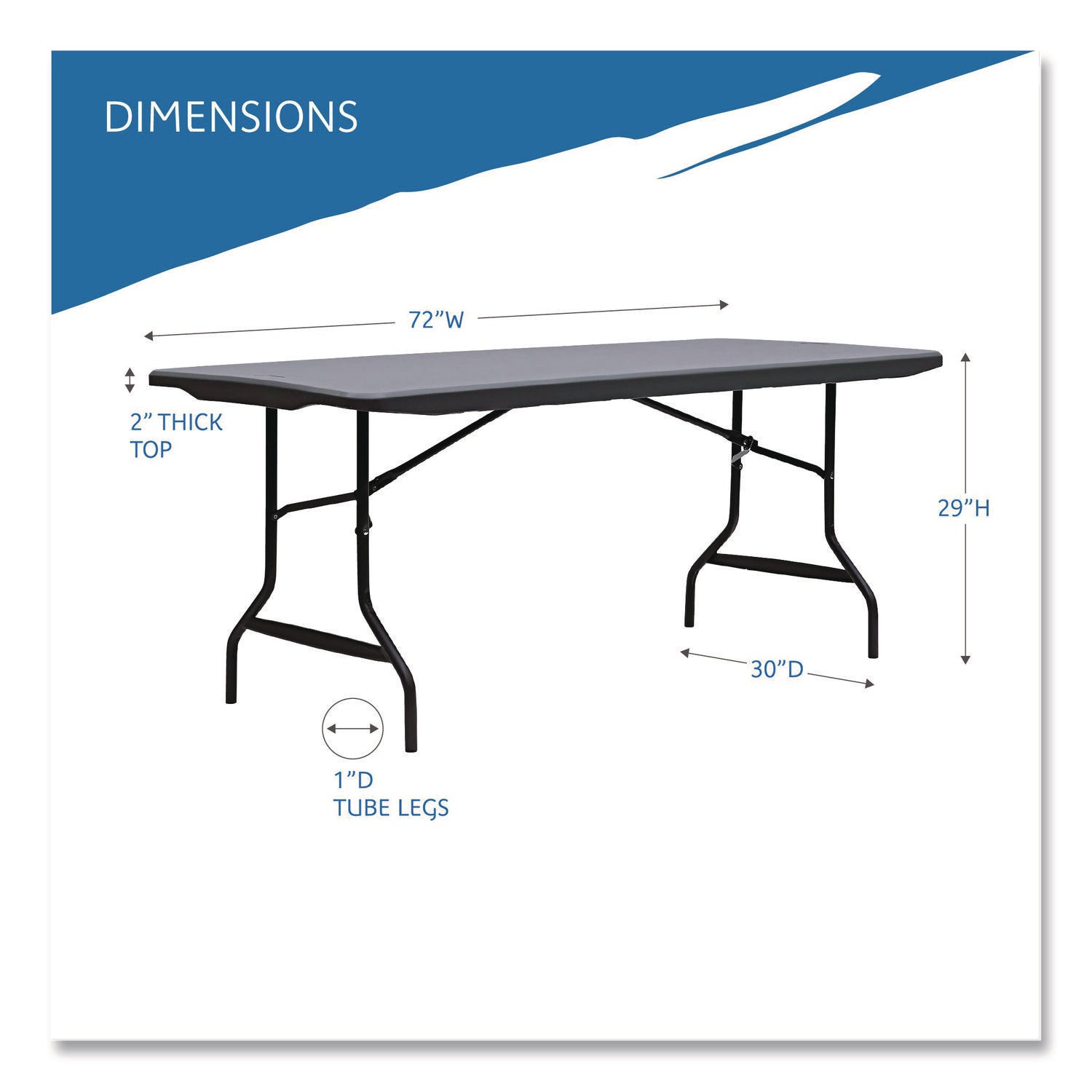 IndestrucTable® Commercial Folding Table , Charcoal - 30" x 72"