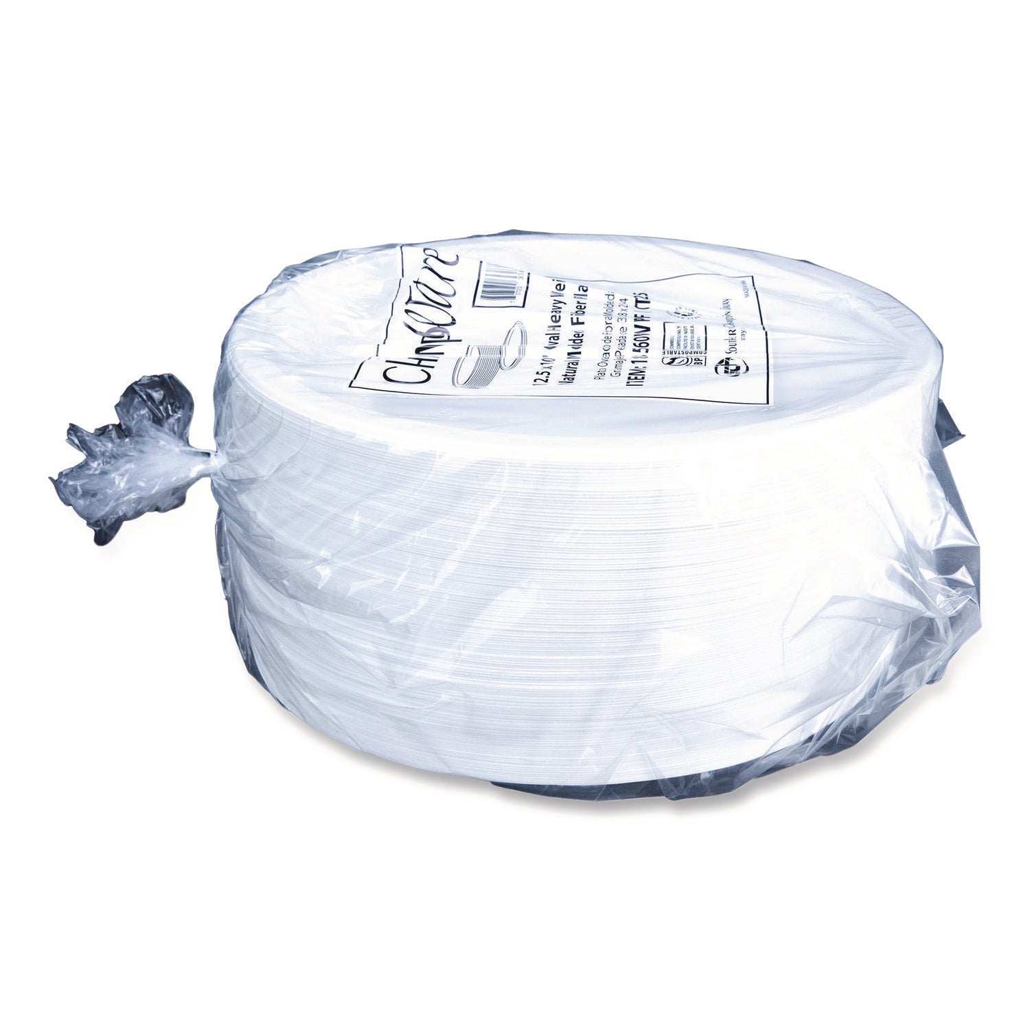 ChampWare Molded Fiber Tableware, Molded Fiber Platter, 12.5" dia, White, 125 Plates/Sleeve, 4 Sleeves/Carton