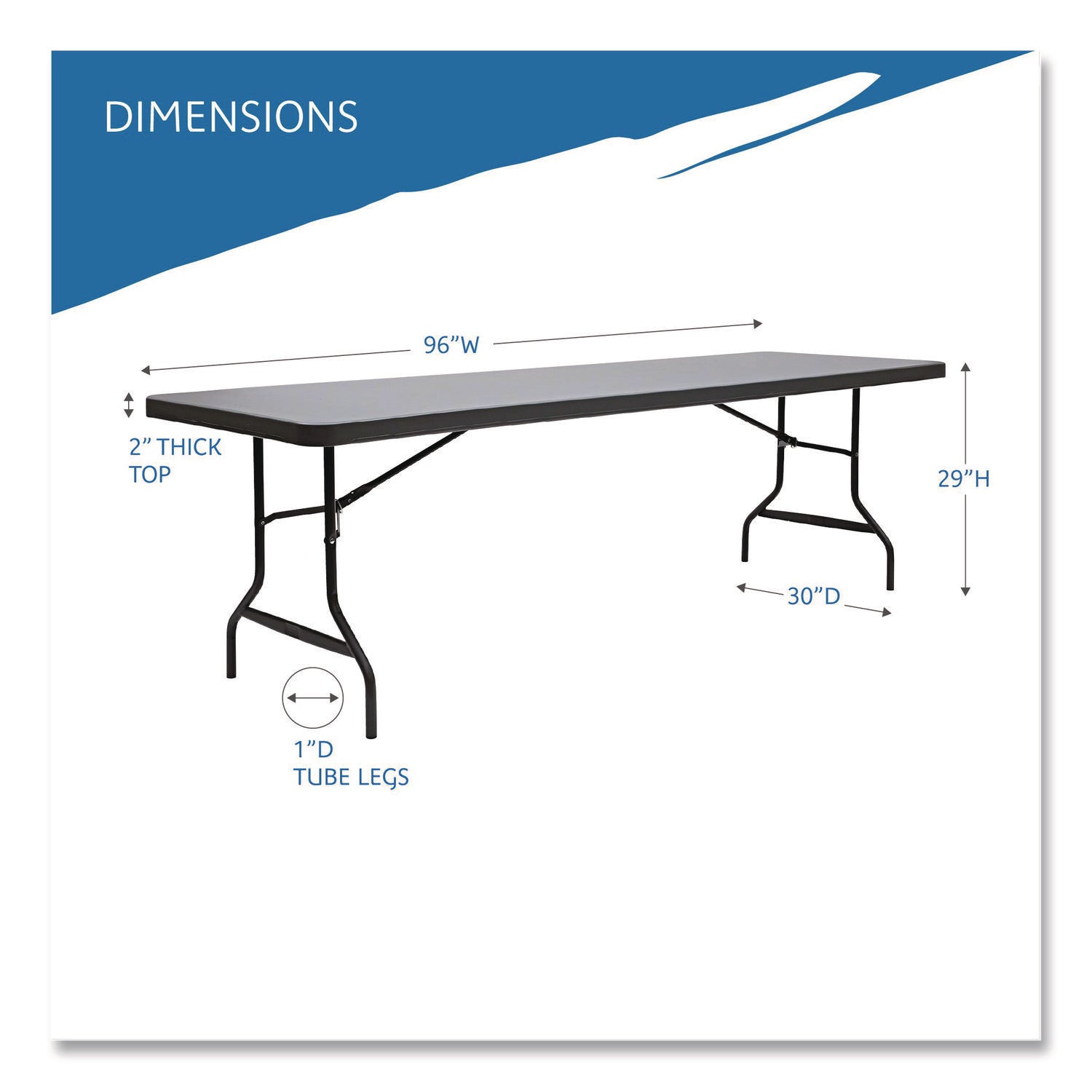 IndestrucTable® Commercial Folding Table, Charcoal - 30" x 96"
