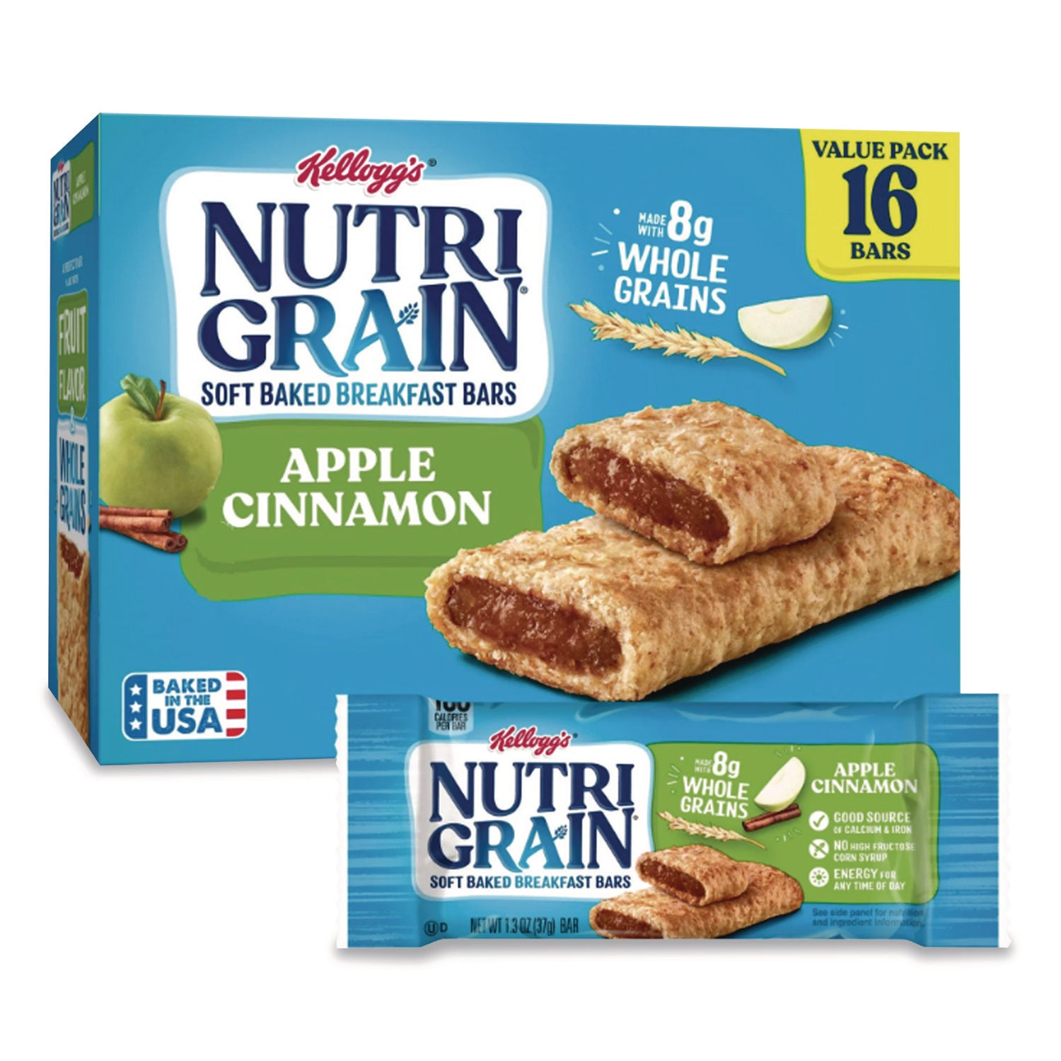 Nutri-Grain Keebler Fruity Cereal Bars - Low Fat - Apple Cinnamon - 1.30 oz - 16 / Box