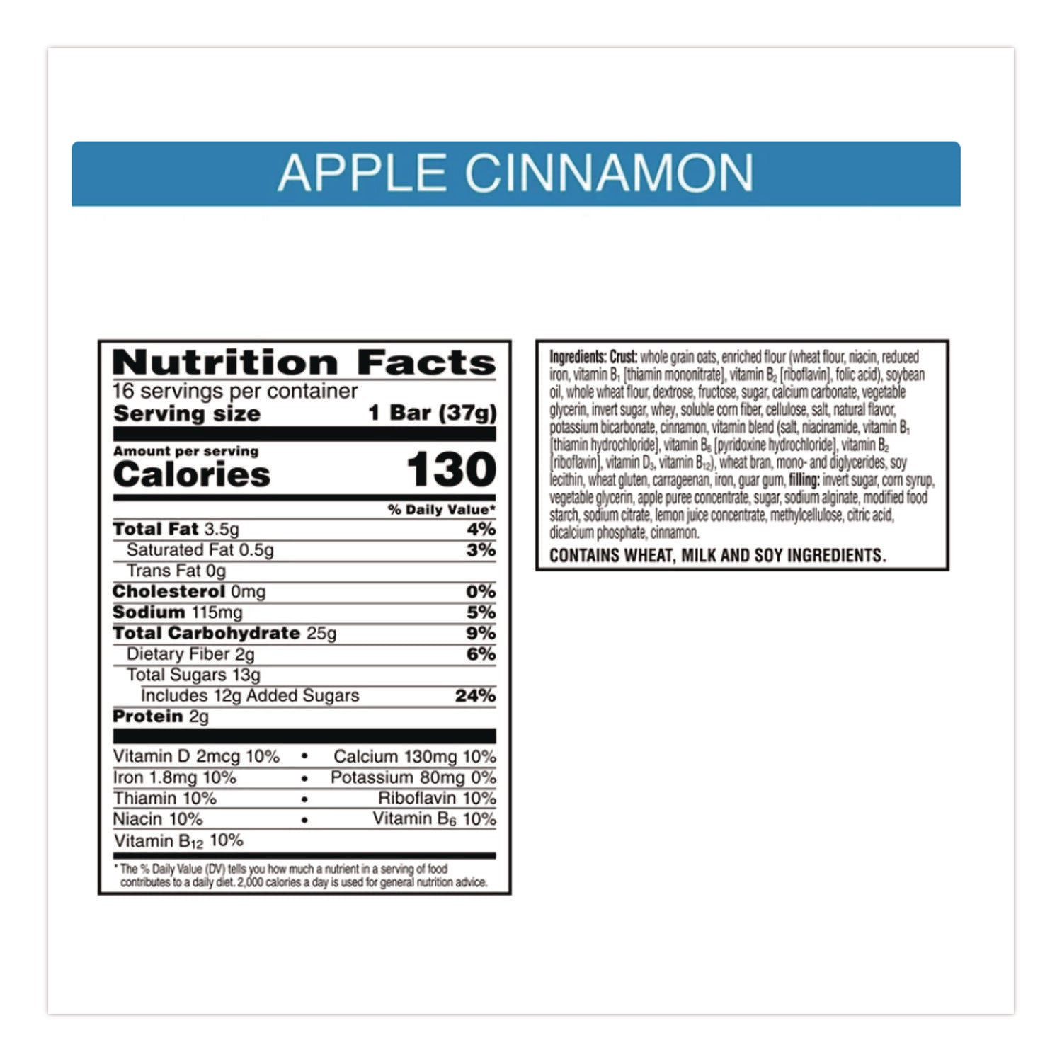 Nutri-Grain Keebler Fruity Cereal Bars - Low Fat - Apple Cinnamon - 1.30 oz - 16 / Box