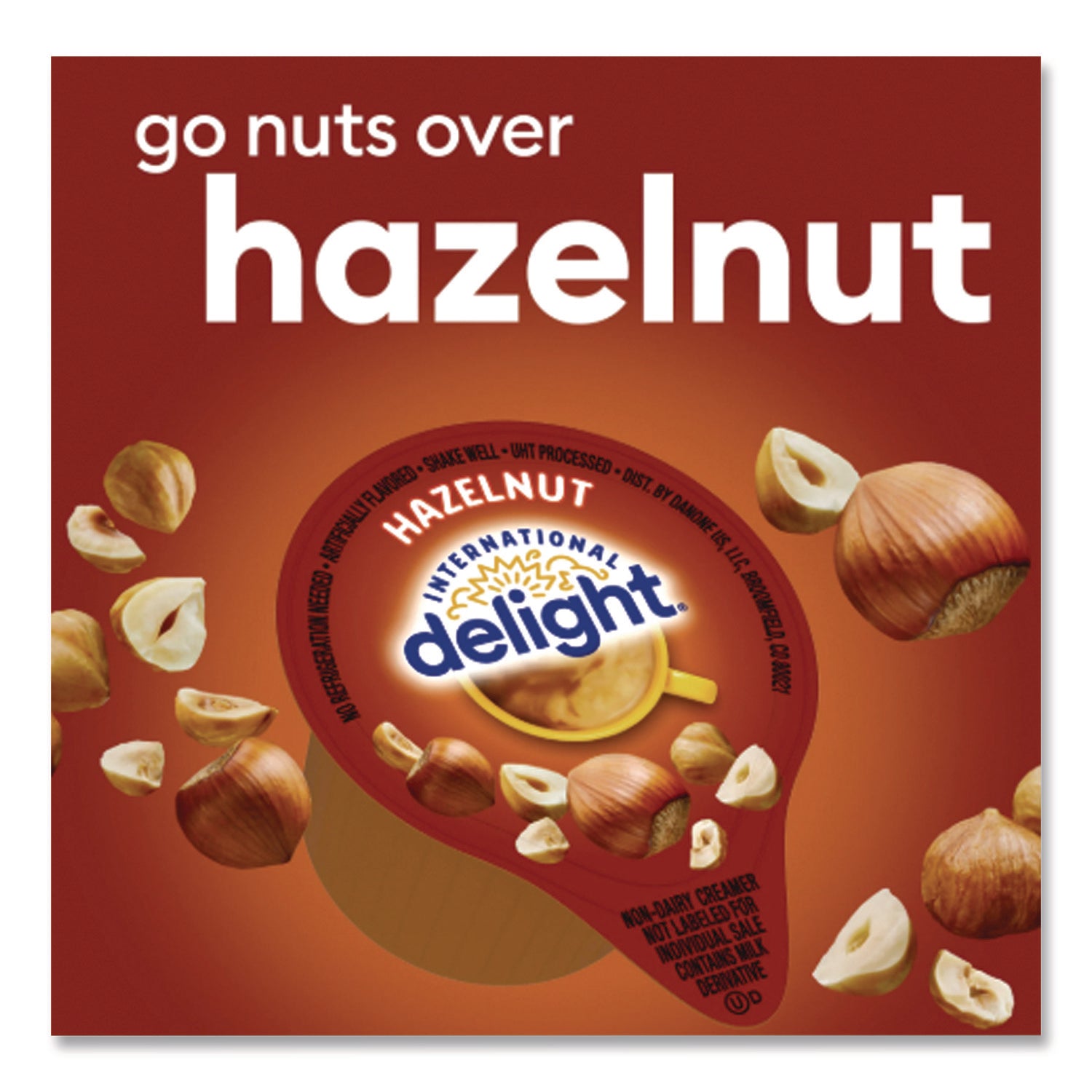 Flavored Liquid Non-Dairy Coffee Creamer, Hazelnut, 0.44 oz Mini Cups, 48/Box