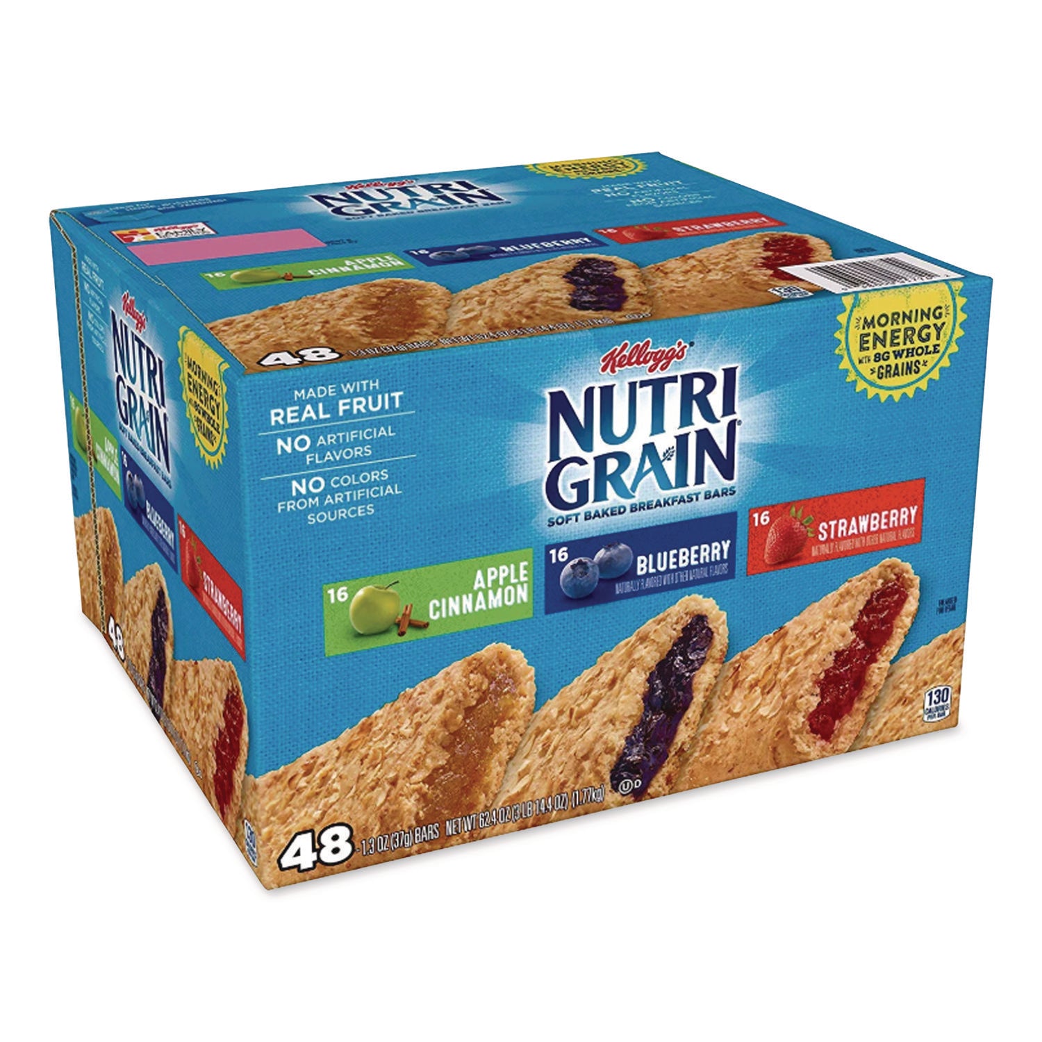 Green Rabbit Snack Box, Assorted Flavors (Apple, Cinnamon, Blueberry, Strawberry), No High Fructose Corn Syrup, Individually Wrapped, 1.30 oz Bars, 16/Box, 48/Carton