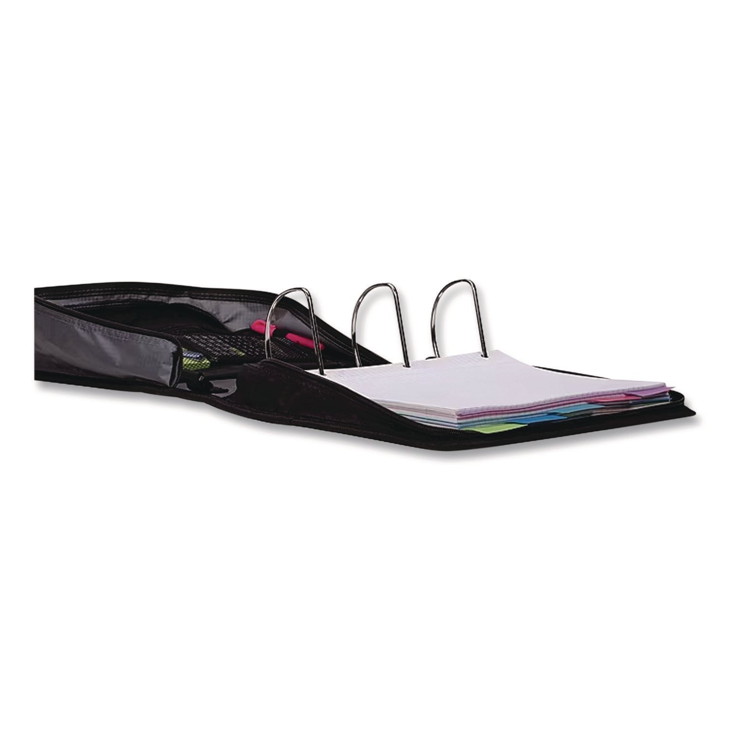 King Size Mighty Zip Tab Binder, 3 Rings, 4" Capacity, 11 X 8.5, Black
