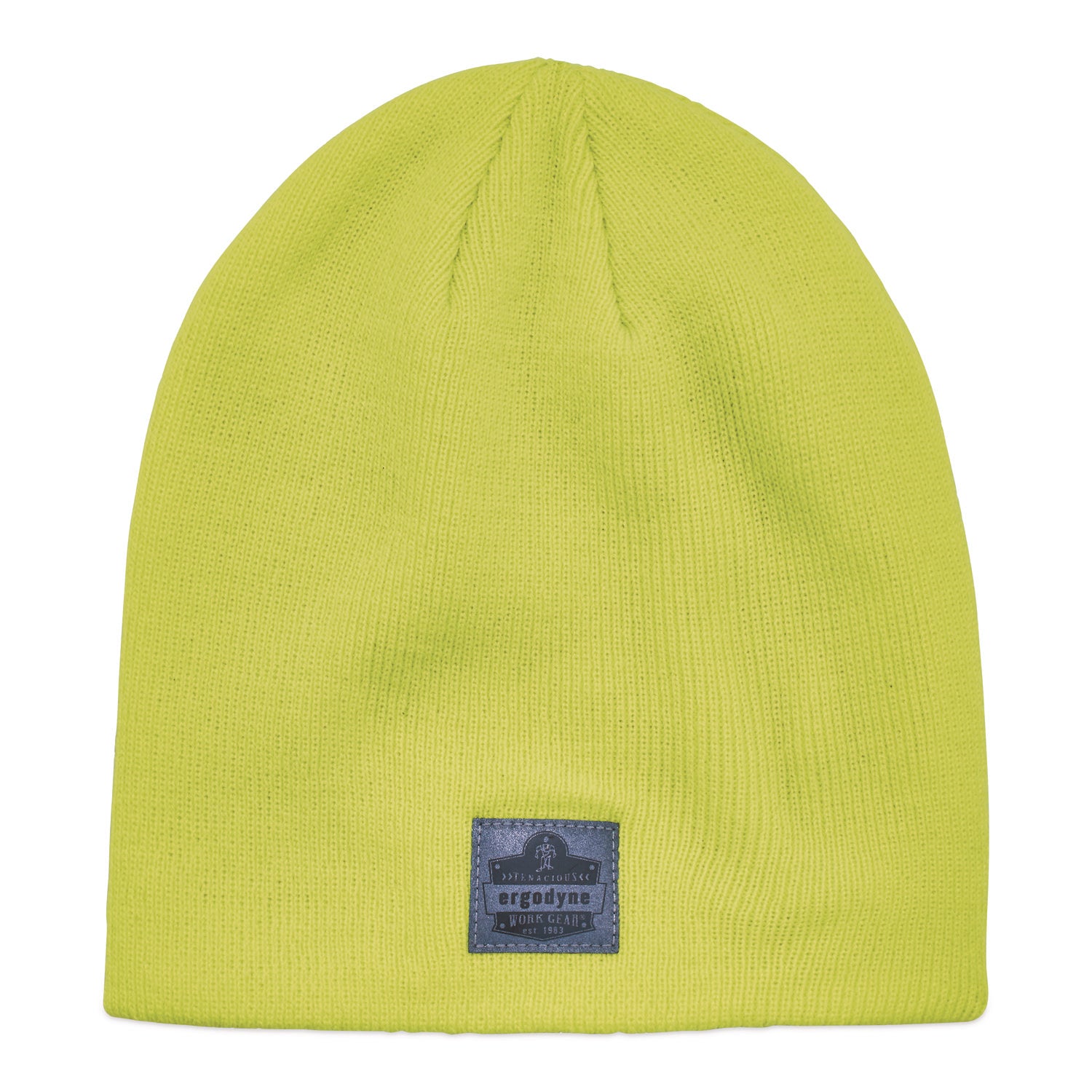 Ergodyne 6812 Ribbed Knit Beanie, Acrylic, Lime, Pack of 6