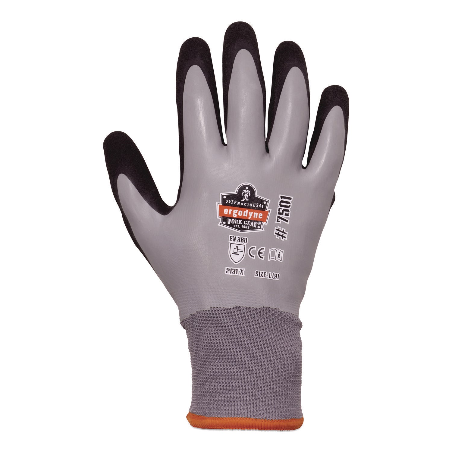 Ergodyne ProFlex 7501 Coated Waterproof Winter Work Gloves, XXL, Gray, Nitrile & Latex Coating, 2/Pair, 12 Pairs per Carton, 2" Thickness, 11" Length, Thermal, Cut & Abrasion Resistant, Machine Washable