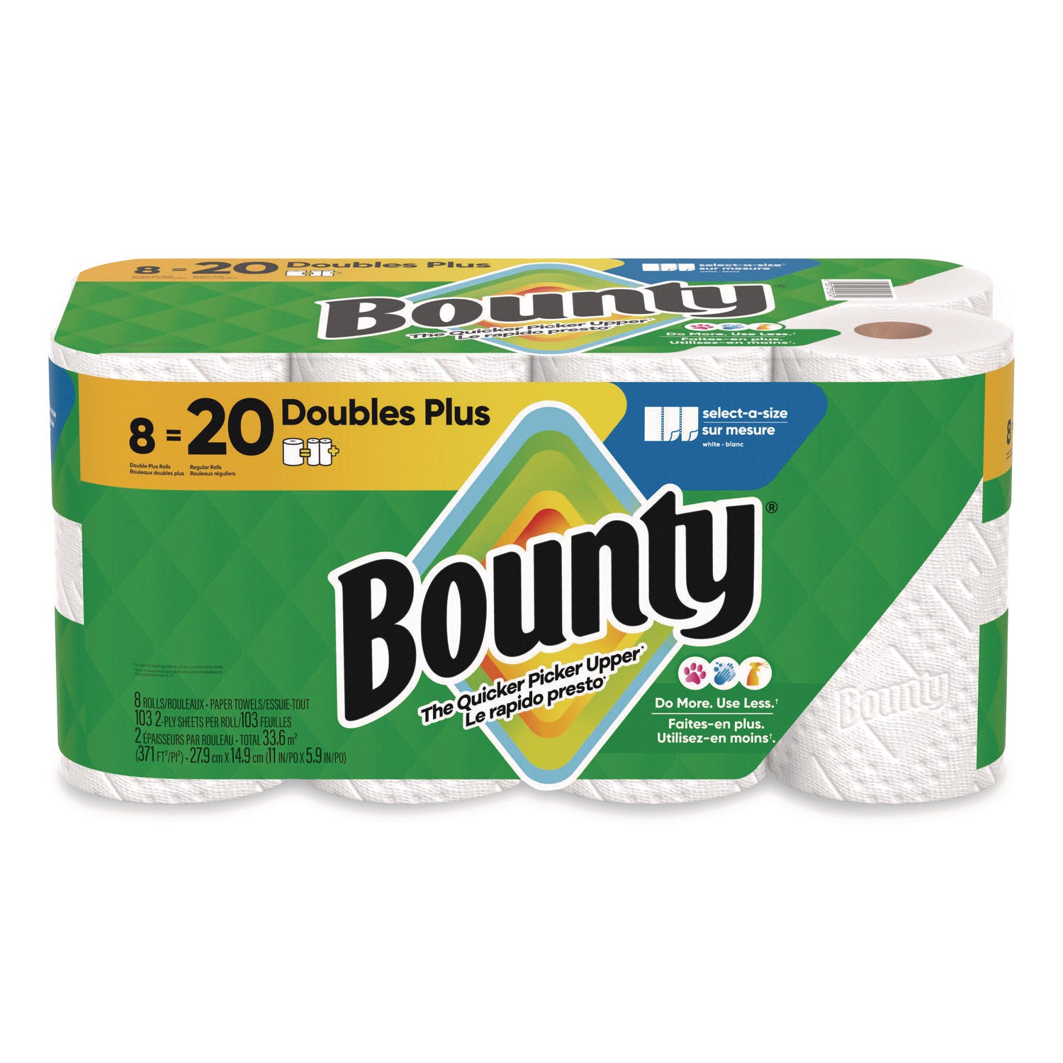 Bounty Select-A-Size Paper Towels, 2 Ply, Diamond Texture, Green, 103 Sheets per Roll, 8 Rolls per Carton