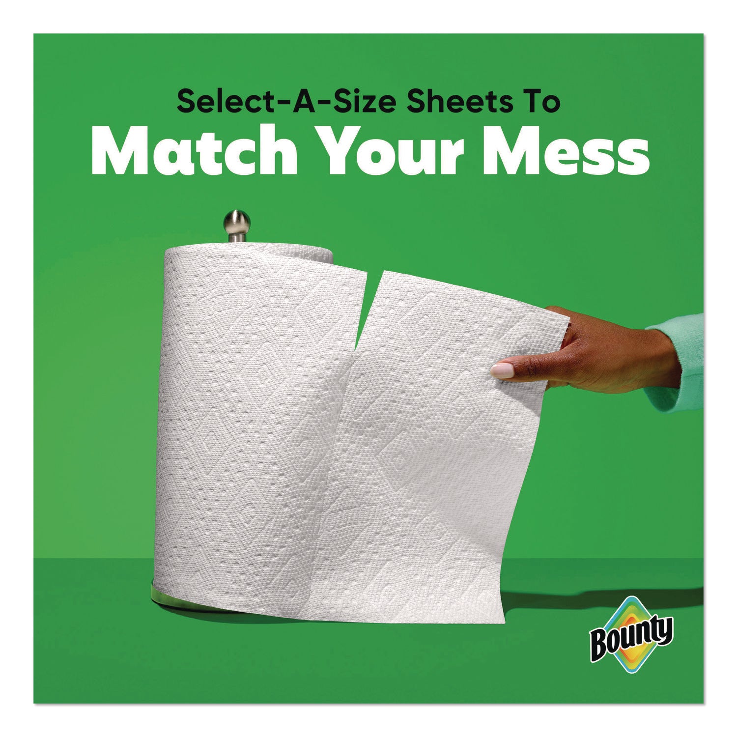 Bounty Select-A-Size Paper Towels, 2 Ply, Diamond Texture, Green, 103 Sheets per Roll, 8 Rolls per Carton
