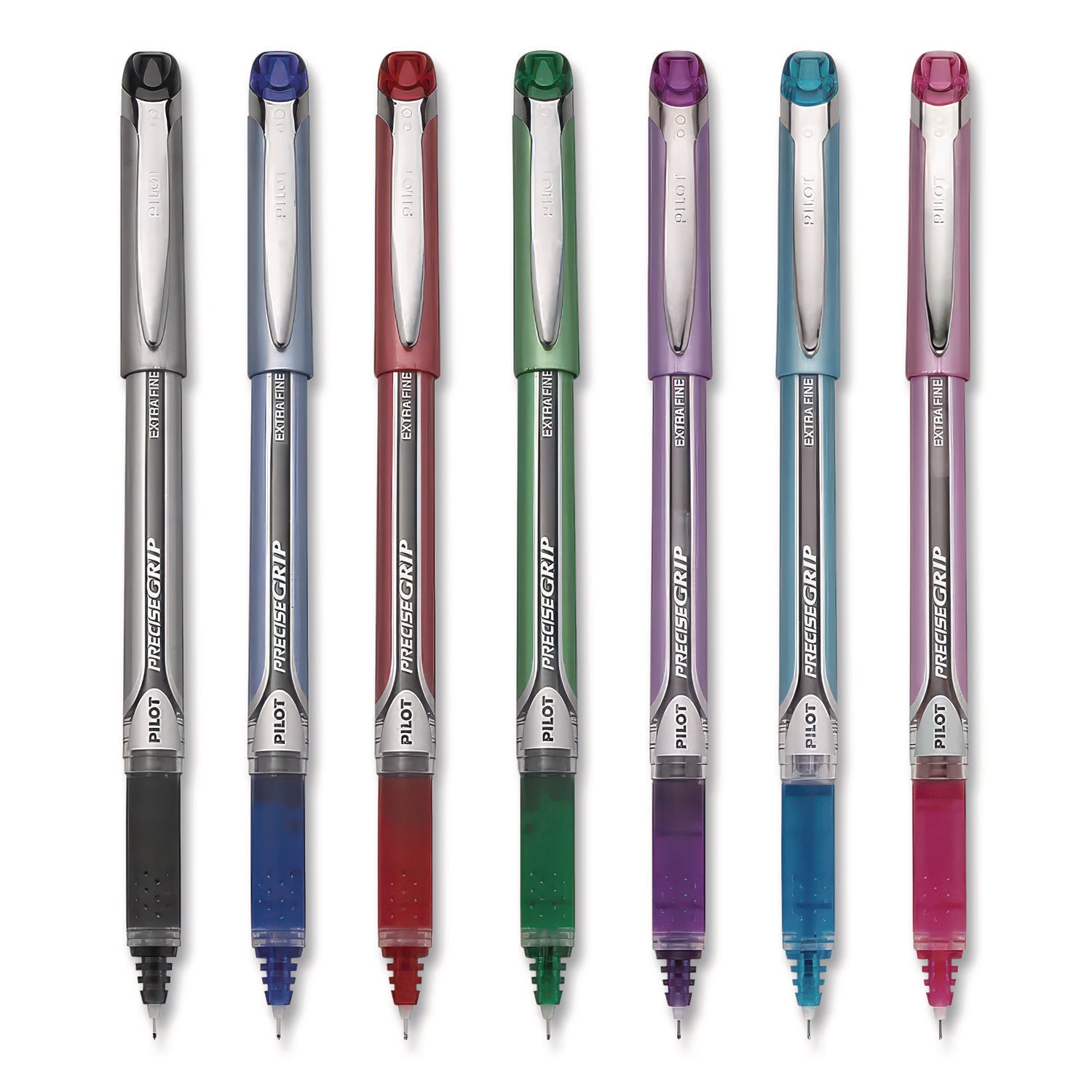 Pilot Extra-Fine Capped Rolling Ball Pens - 0.5 mm Extra Fine Needle Pen Point - Black, Red, Blue, Green, Purple, Pink, Turquoise Ink - 7 / Pack