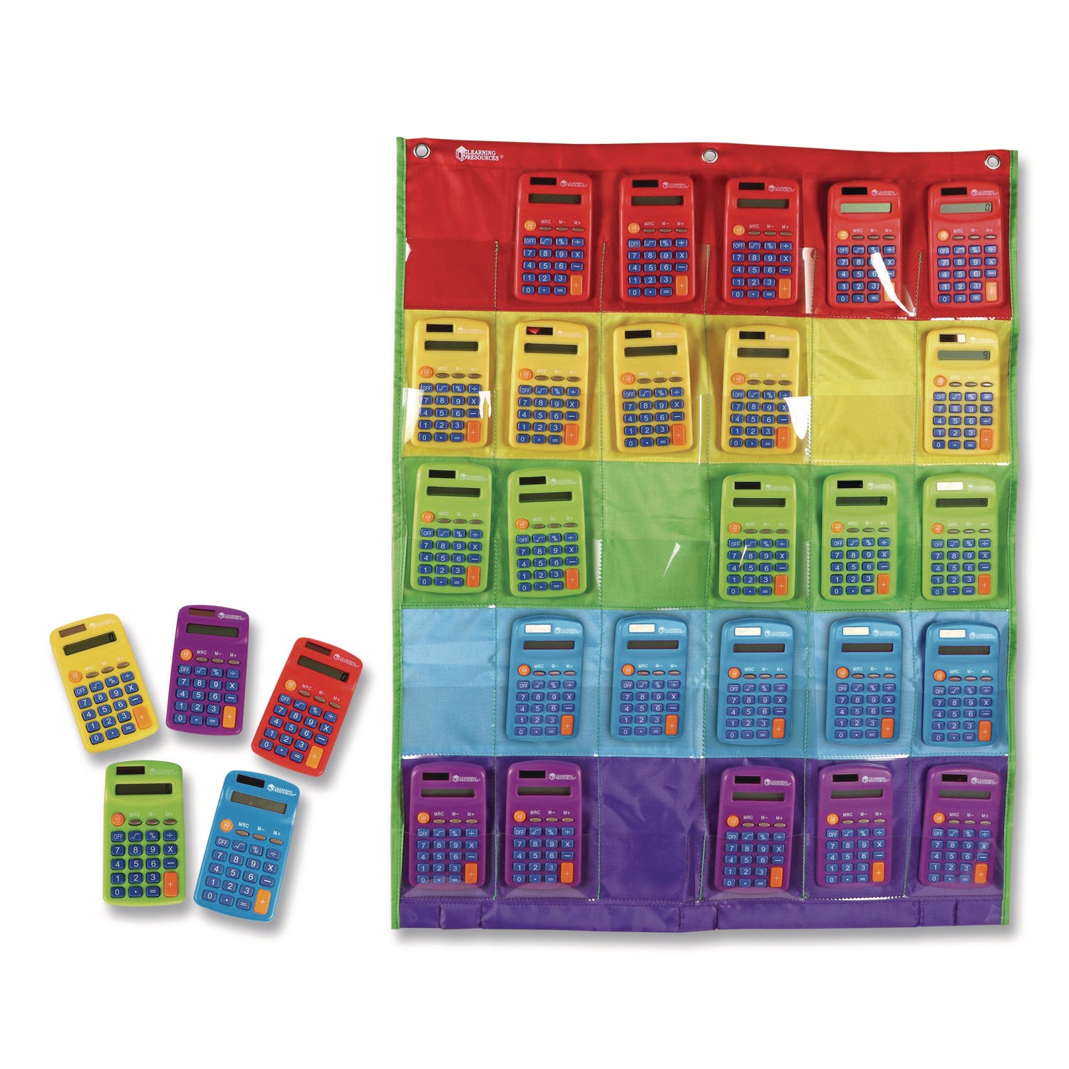 Rainbow Calculators And Storage Chart, 8-Digit, LCD, 30 Calculators