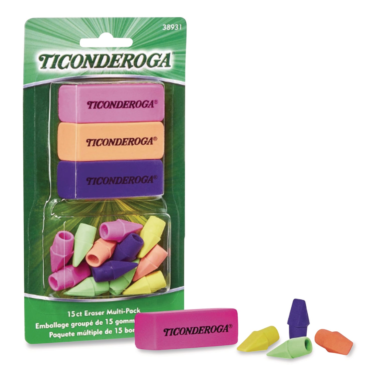 Eraser Combo Set, Neon, 3 Beveled, 12 Wedge Cap