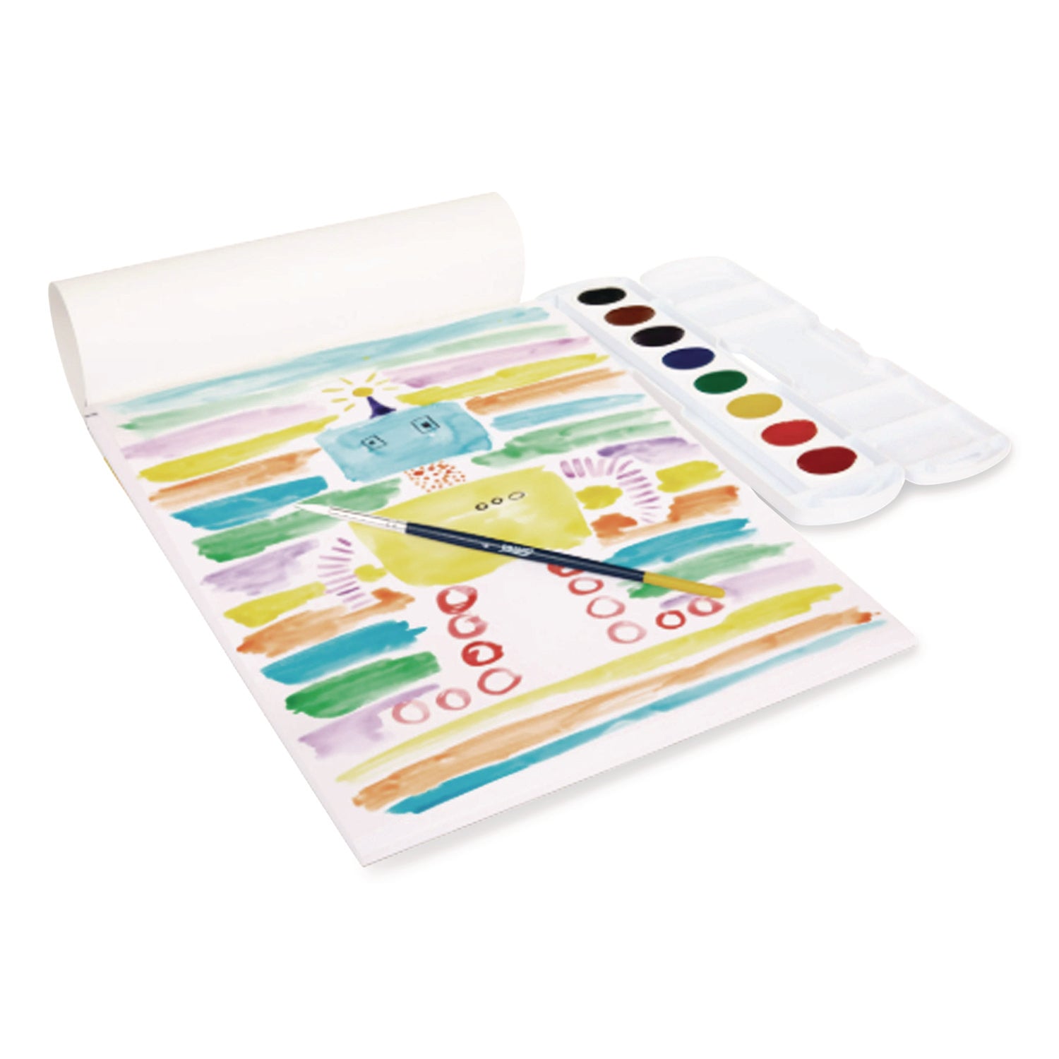 Prang Watercolor Paper Pad, Unruled, White/Multicolor Cover, 30 White 9 x 12 Sheets