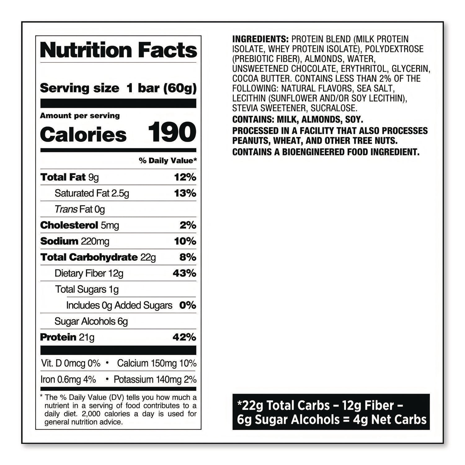 Protein Bars, Chocolate Chip Cookie Dough, 2.12 Oz Bar, 12 Bars/box