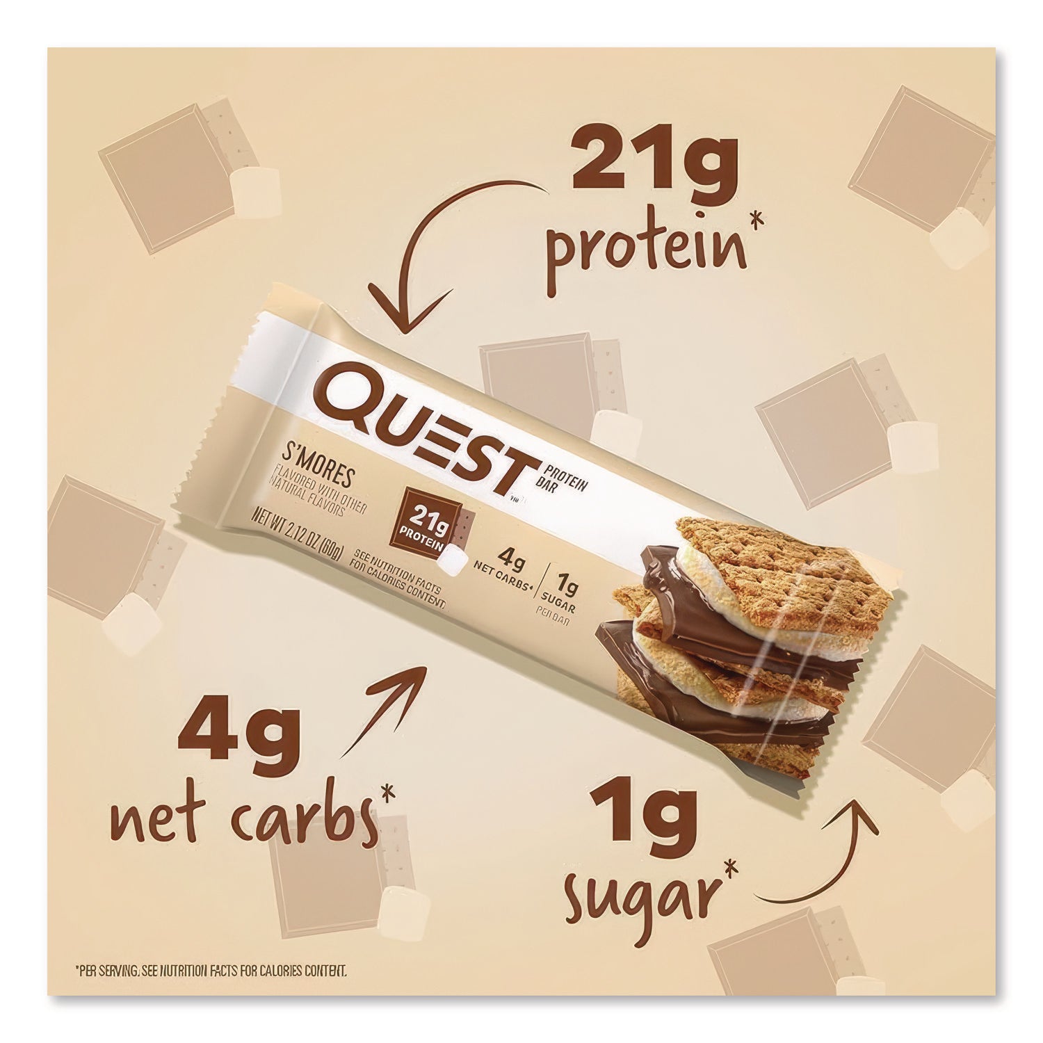 Protein Bars, S'mores, 2.12 Oz Bar, 12 Bars/box