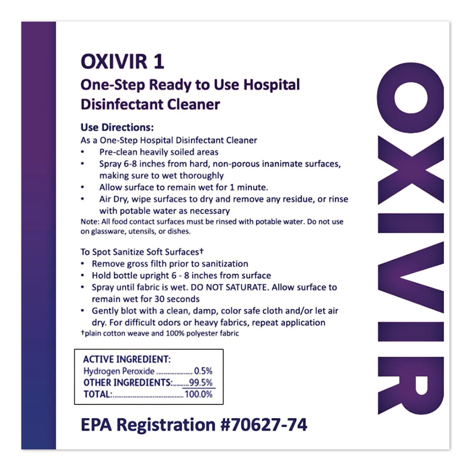 Diversey Oxivir Ready-to-use Surface Cleaner - For Hospital, Ceramic, Enamel, Fiberglass, Glass, Grout, Laminate, Metal, Plastic, Vinyl - Liquid - 32 fl oz (1 quart) - VOC-free, APE-free, Odorless, Unscented Bottle - 1 Each