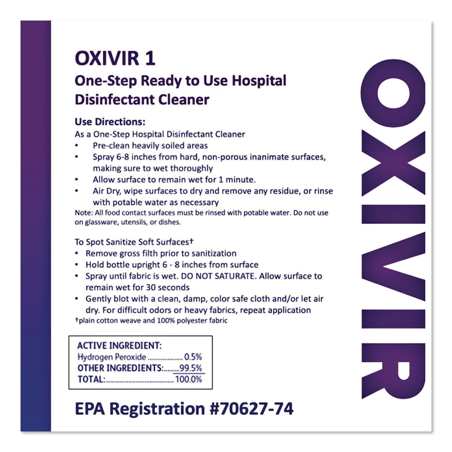Diversey Oxivir One-Step Ready-to-Use Hospital Disinfectant Cleaner Wipes, Cherry Almond Scent, Colorless, 160 Wipes per Pack