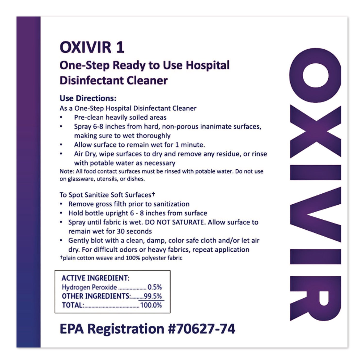 Diversey Oxivir One-Step Ready-to-Use Hospital Disinfectant Cleaner Wipes, Cherry Almond Scent, Colorless, 160 Wipes per Pack