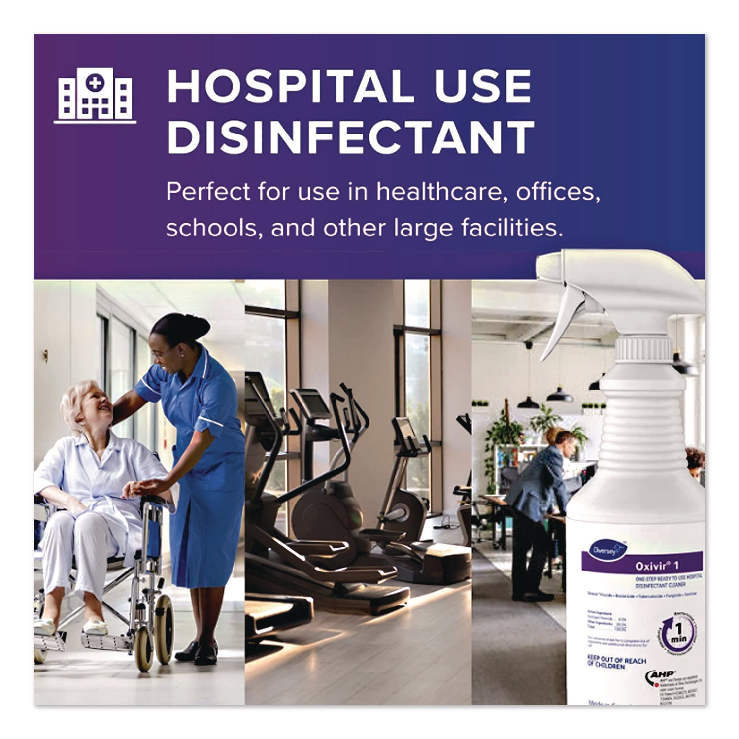 Diversey Oxivir Five 16 Disinfectant Cleaner Concentrate, 47.3 fl oz (1.5 quart), Clear, VOC-free, 1 Each