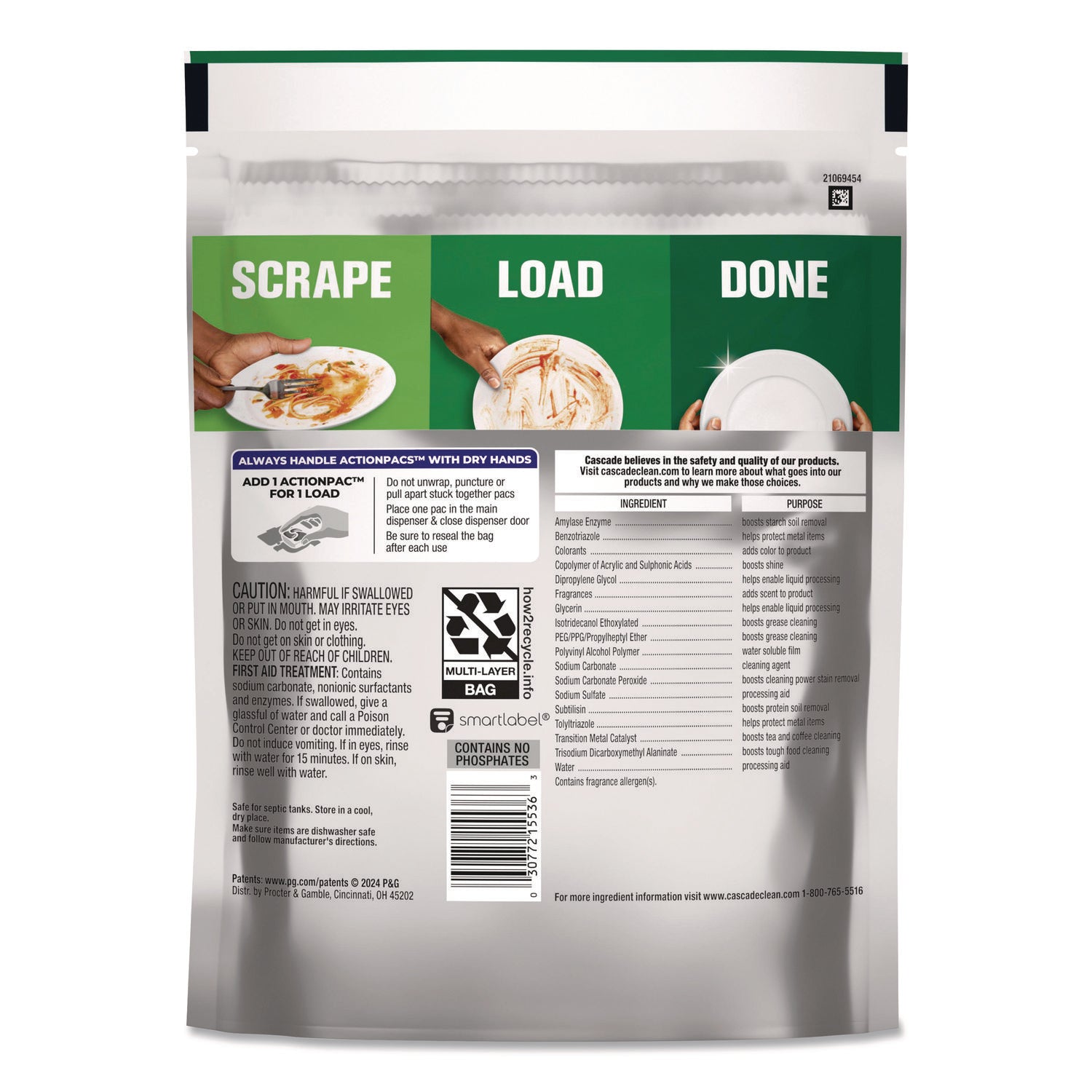 Cascade Platinum ActionPacs - For Glassware, Dish, Dishwasher - Pod - Recommended For: Residue Remover, Dried-on Food Remover - Enzyme Activated - Silver - 26 - 1 Each