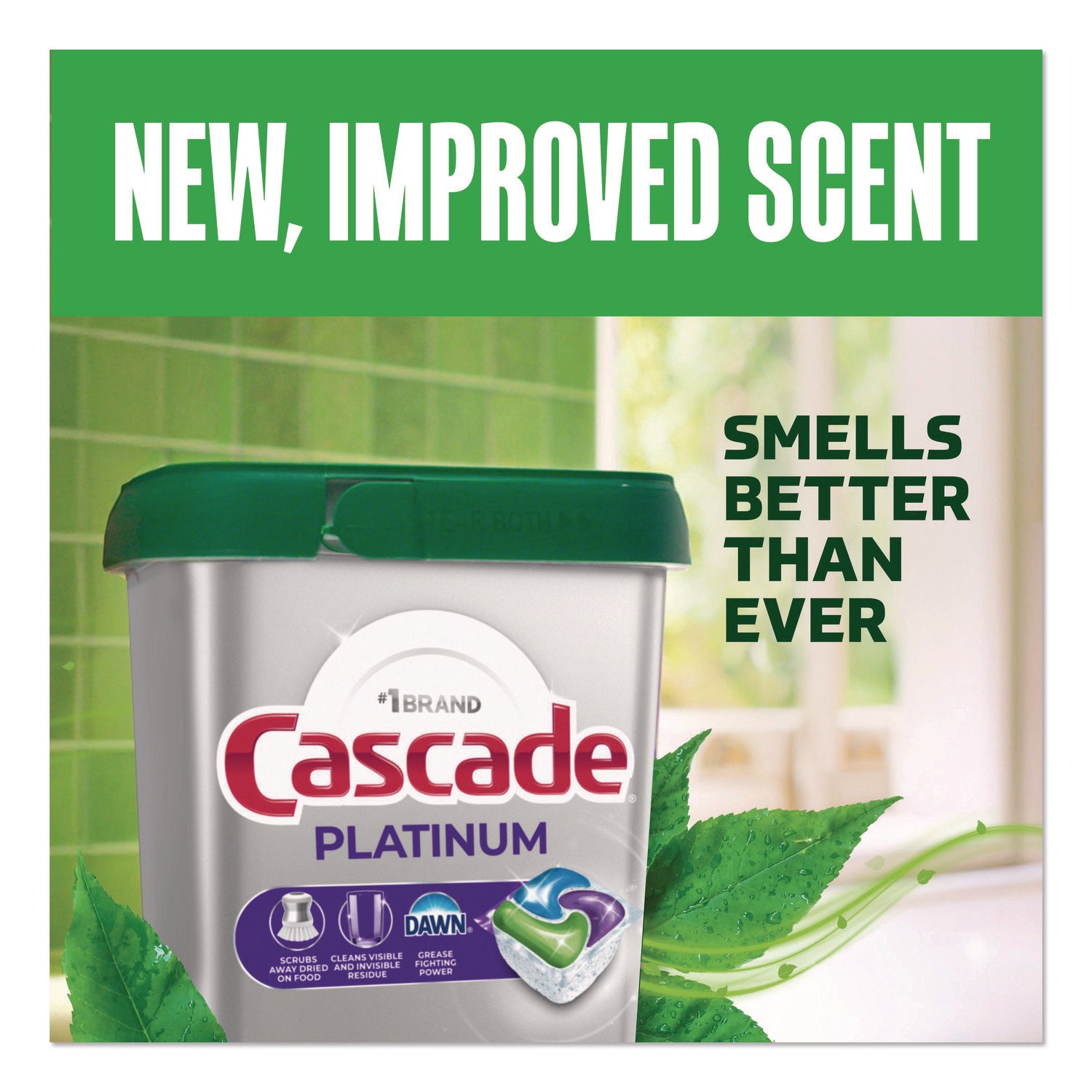 Cascade Platinum ActionPacs - For Glassware, Dish, Dishwasher - Pod - Recommended For: Residue Remover, Dried-on Food Remover - Enzyme Activated - Silver - 26 - 1 Each