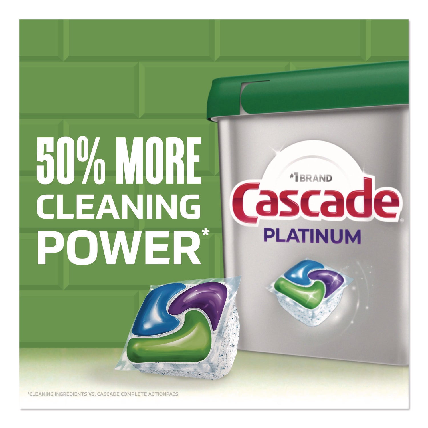 Cascade Platinum ActionPacs - For Glassware, Dish, Dishwasher - Pod - Recommended For: Residue Remover, Dried-on Food Remover - Enzyme Activated - Silver - 26 - 1 Each