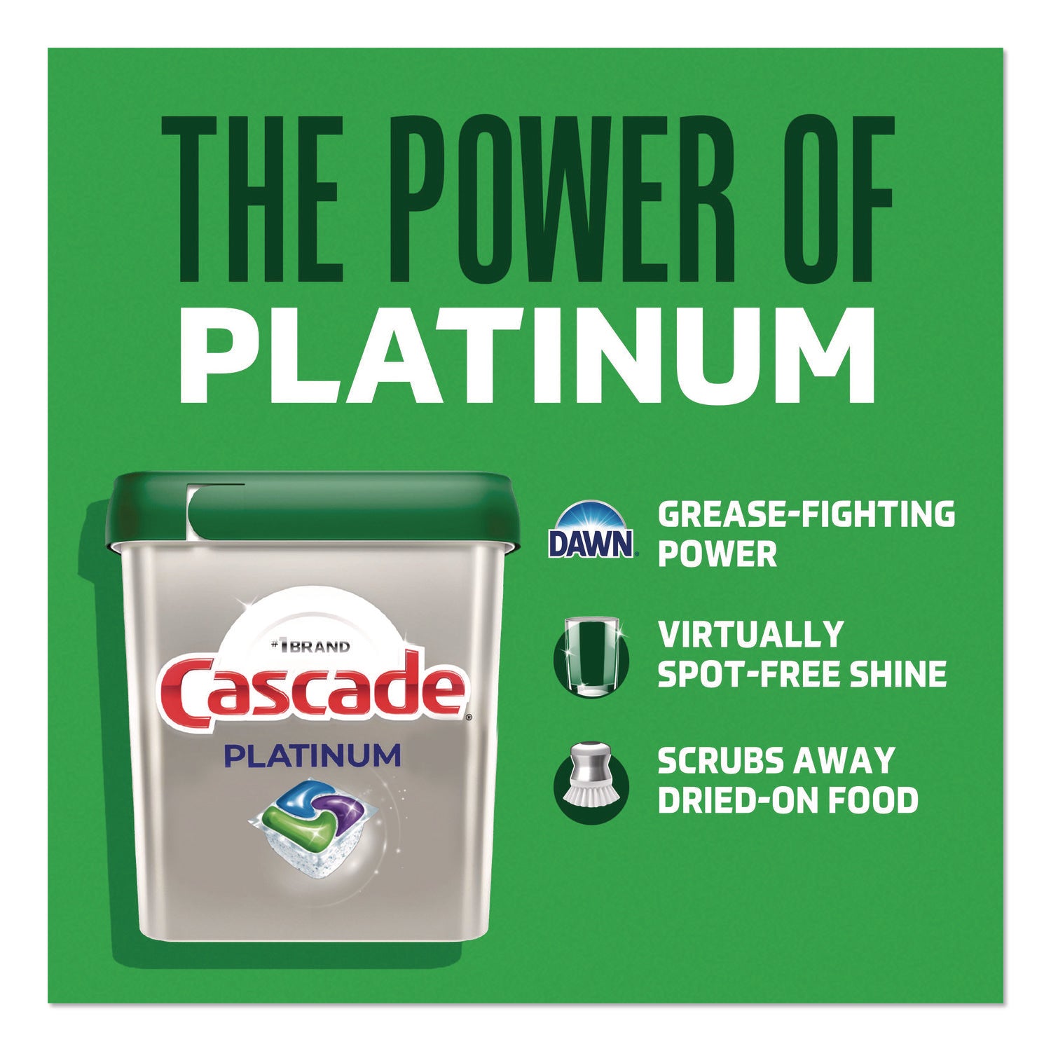 Cascade Platinum ActionPacs - For Glassware, Dish, Dishwasher - Pod - Recommended For: Residue Remover, Dried-on Food Remover - Enzyme Activated - Silver - 26 - 1 Each