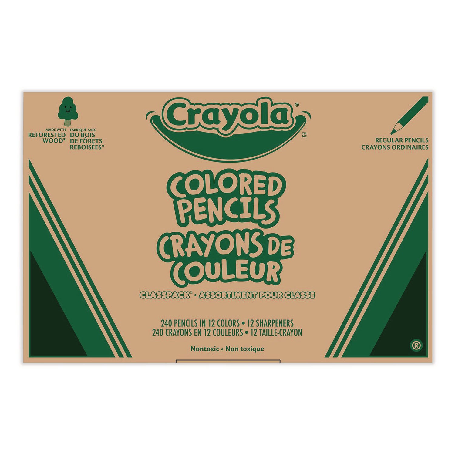 Color Pencil Classpack Set with (240) Pencils and (12) Pencil Sharpeners, 3.3 mm, 2B, Assorted Lead and Barrel Colors, 240/BX