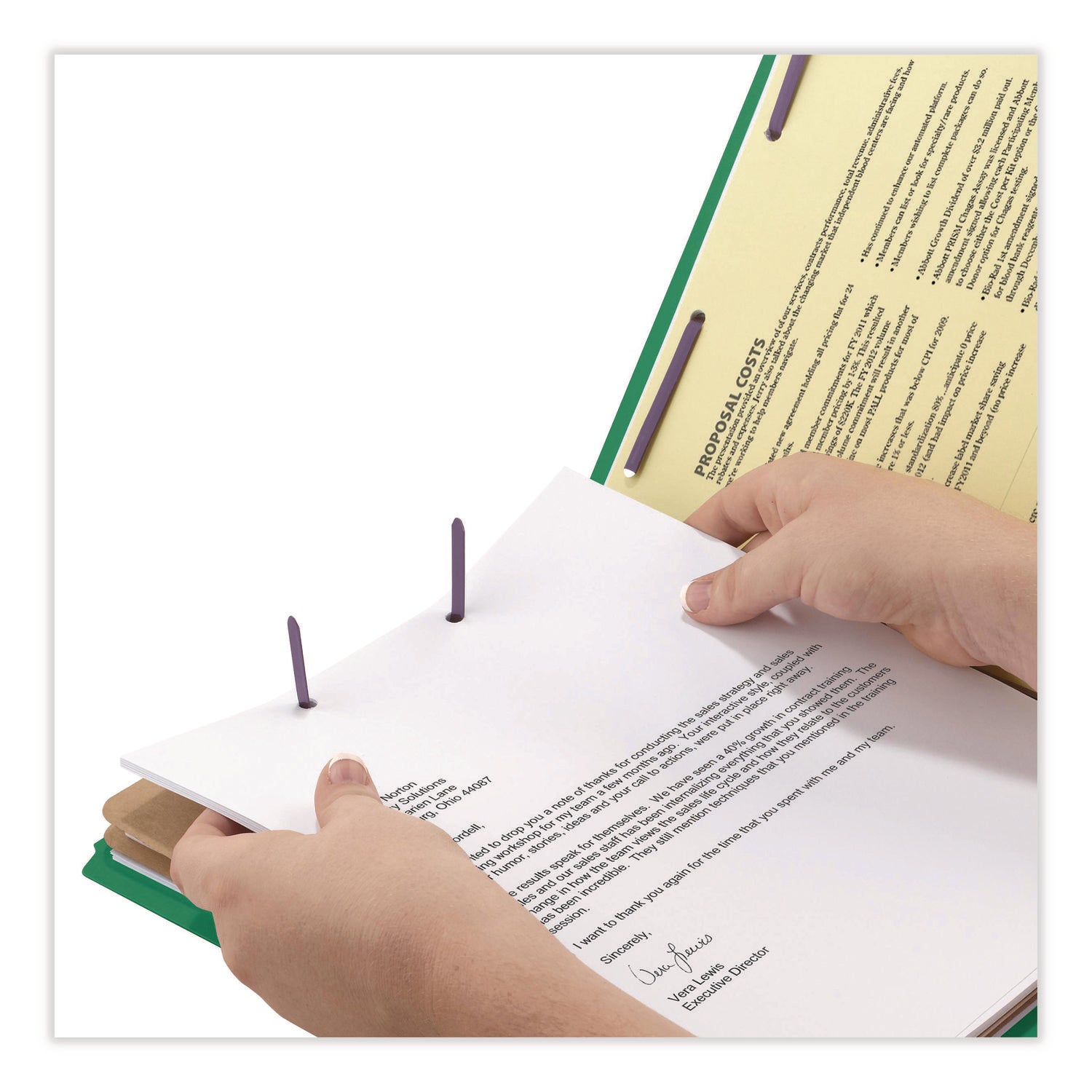 Smead SafeSHIELD 2/5 Tab Cut Letter Size Recycled Classification Folder, 2" Expansion, 2 Fasteners, 2 Dividers, Pressboard, Green, Heavy Duty, Tear Resistant, 10/Box