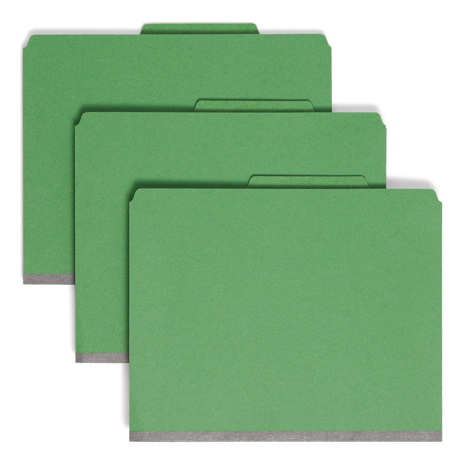 Smead SafeSHIELD 2/5 Tab Cut Letter Size Recycled Classification Folder, 2" Expansion, 2 Fasteners, 2 Dividers, Pressboard, Green, Heavy Duty, Tear Resistant, 10/Box