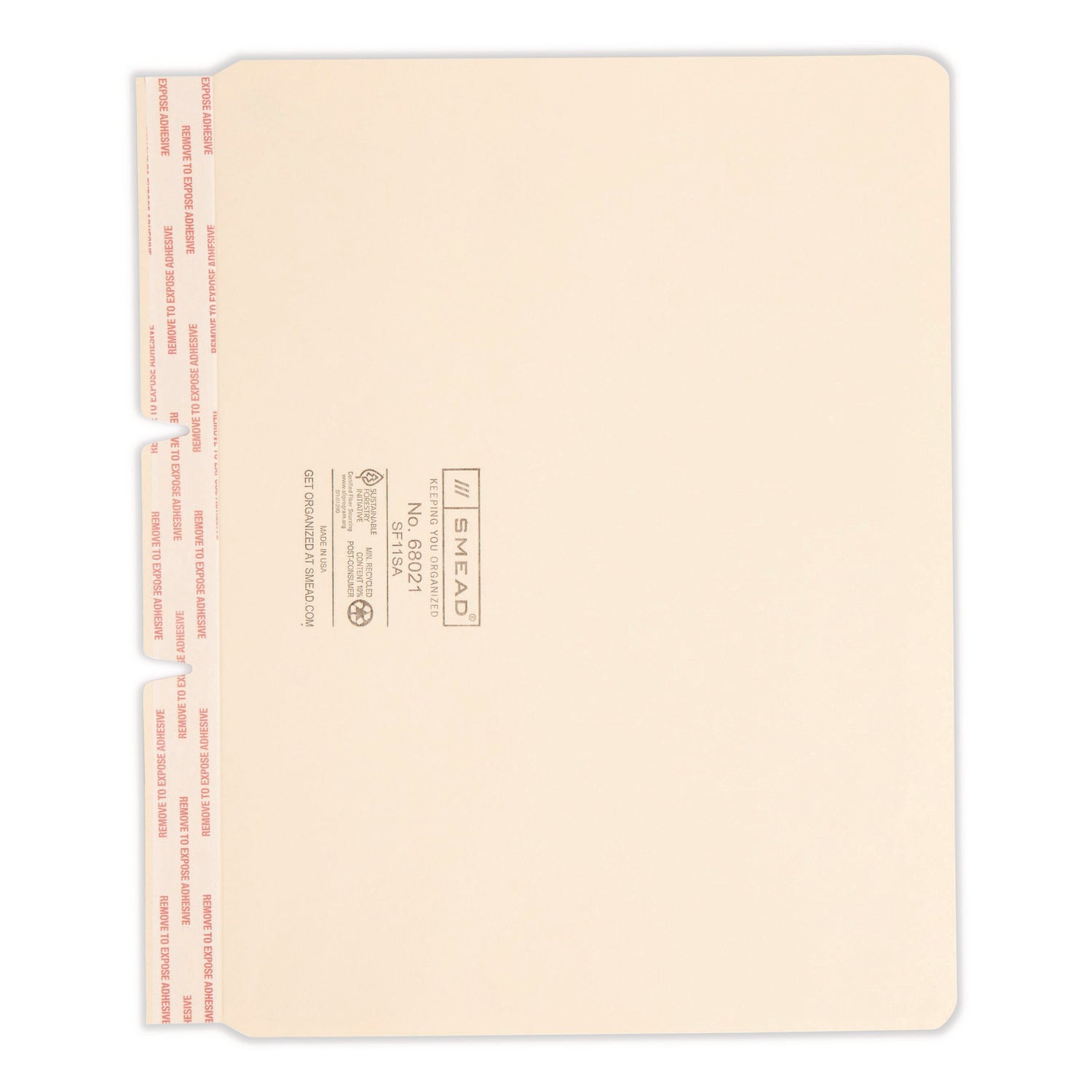 Self-Adhesive Folder Dividers for Top/End Tab Folders, Prepunched for Fasteners, 1 Fastener, Letter Size, Manila, 100/Box