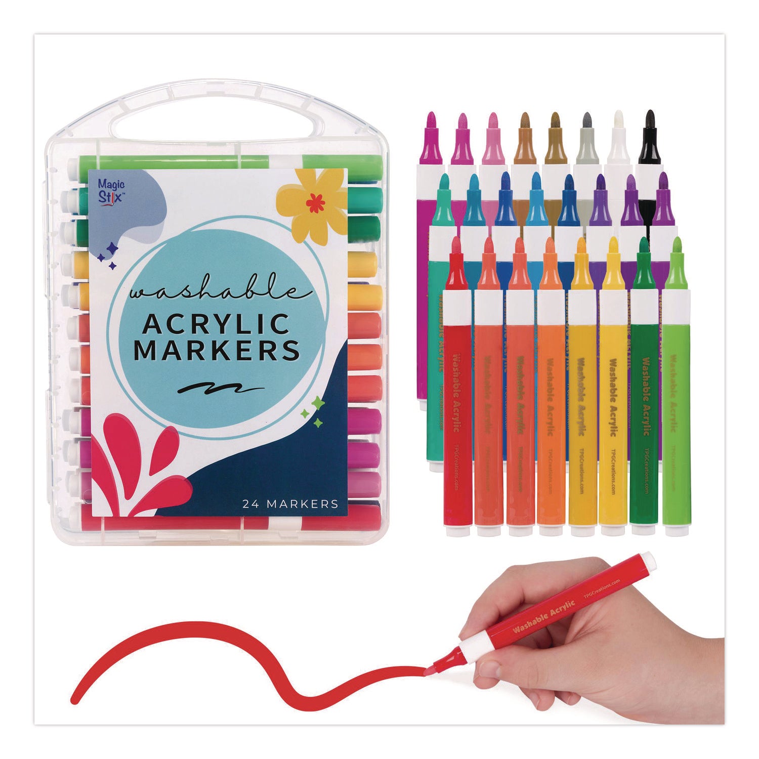 Washable Acrylic Markers, Assorted, 24 Pack