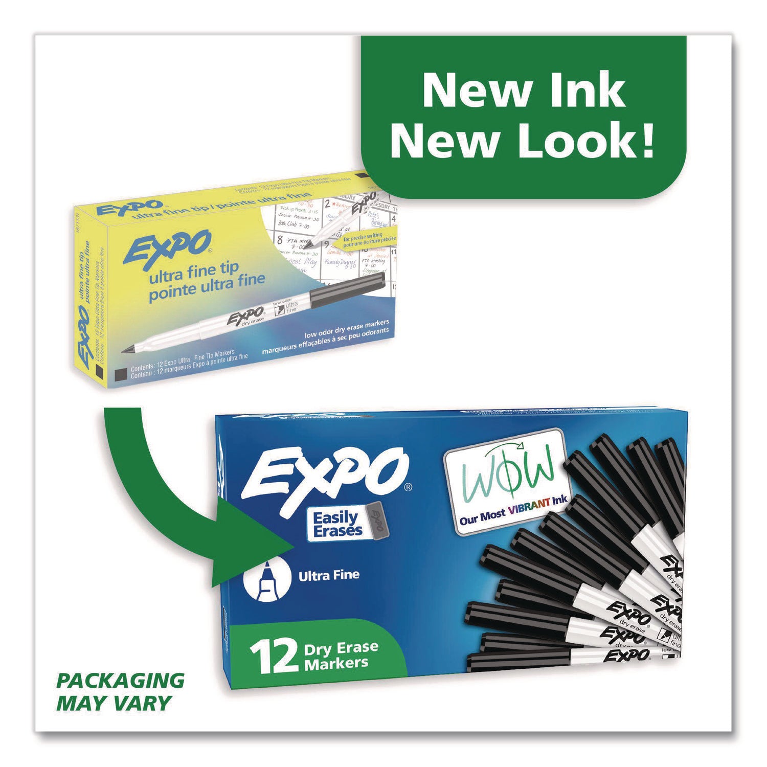 Expo Dry Erase Markers, Ultra Fine Point, Black Ink, Alcohol Based, Erasable, Low-Odor, Quick-Drying, 1 Dozen