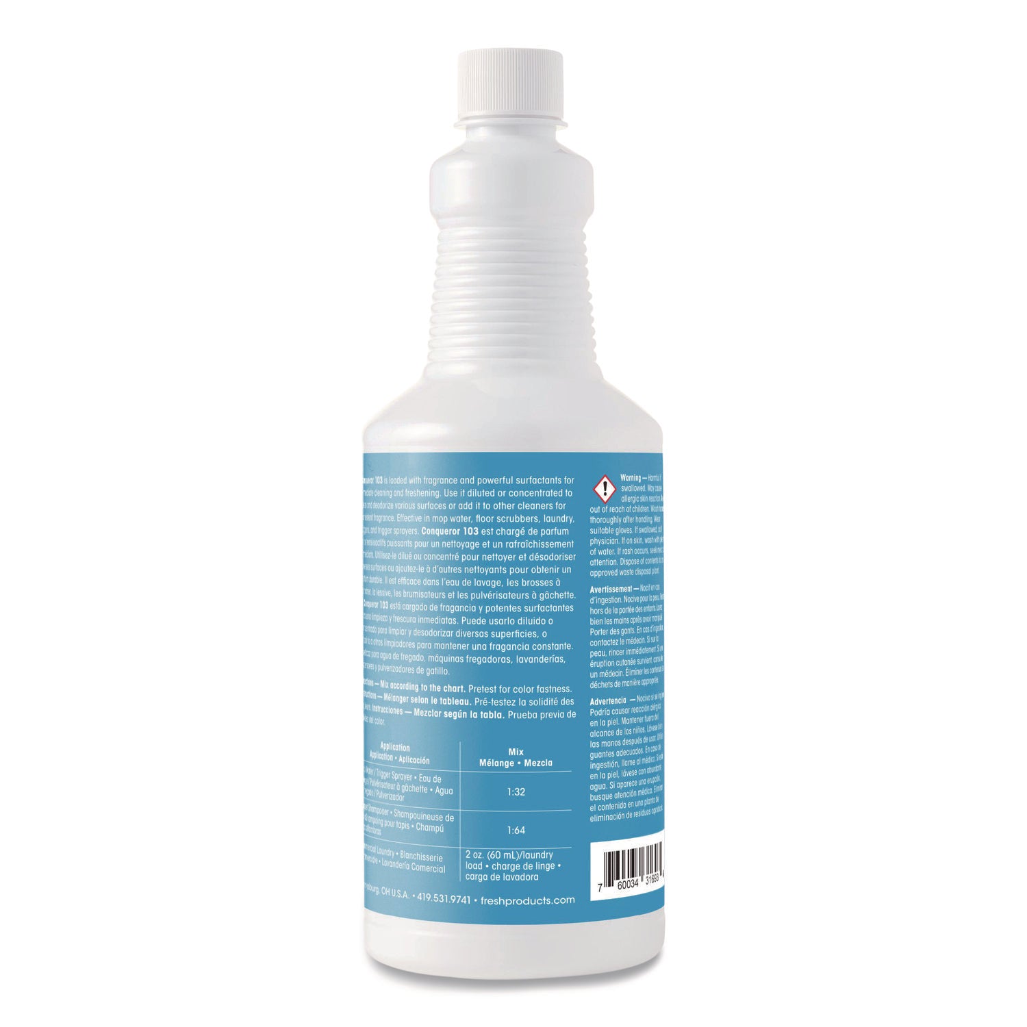 Fresh Products Conqueror 103 Surface Deodorizer, Concentrate Liquid, 32 fl oz (1 Quart), Tutti Frutti Scent, Clear, 1 Each