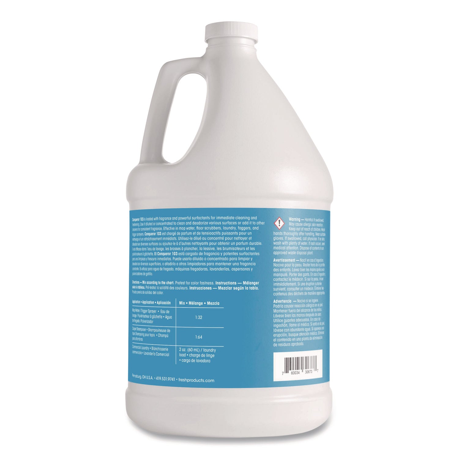 Conqueror 103 Odor Counteractant Concentrate, Lemon, 1 Gal Bottle, 4/carton
