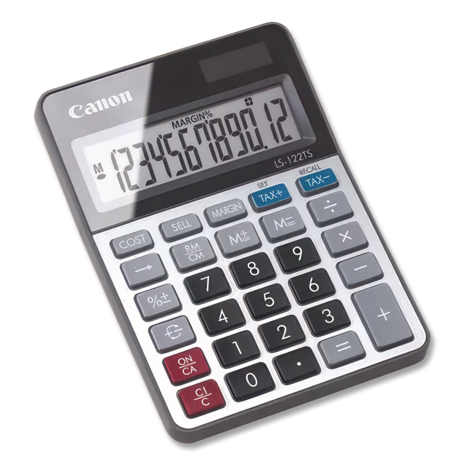 Dual Power, Solar, Battery Powered, Angled Display, Replaceable Battery - 12 Digits - LCD - Battery/Solar Powered - 0.9" Height x 4.2" Width x 5.9" Length - Beige - Metal - Desktop - 1 Each