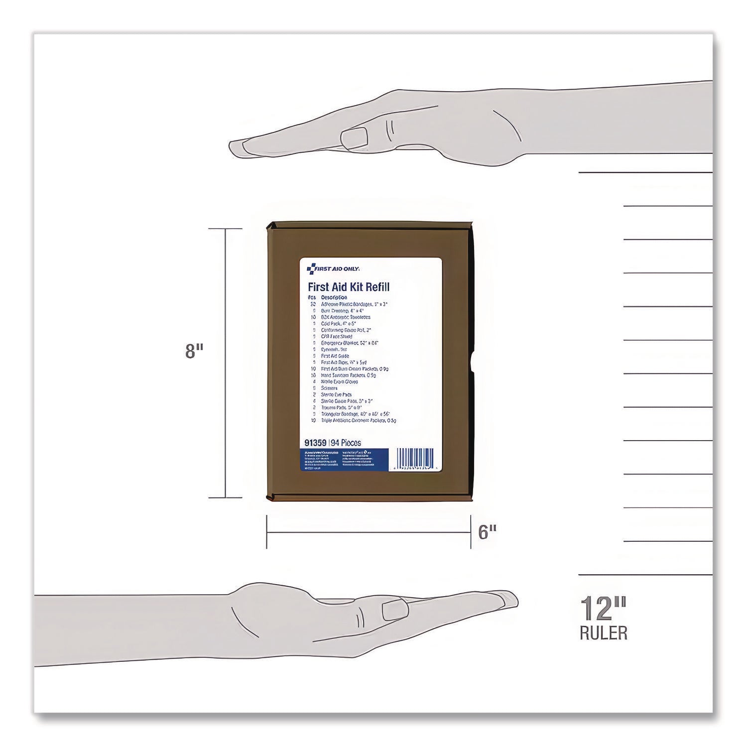 25 Person ANSI A Refill Kit, ANSI 2021 Compliant, 94 Pieces