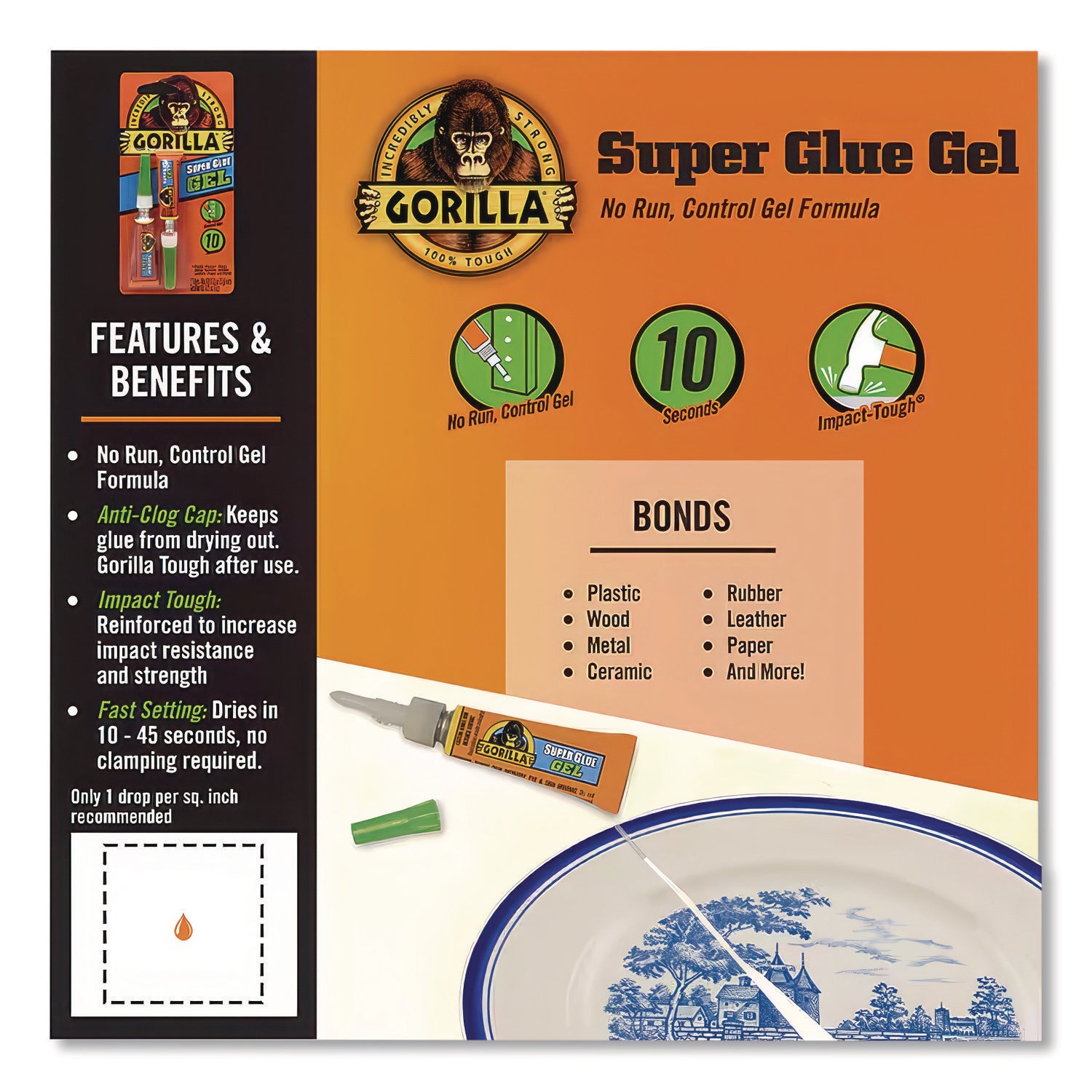 Super Glue Gel, Two 0.11 Oz Tubes, Dries Clear