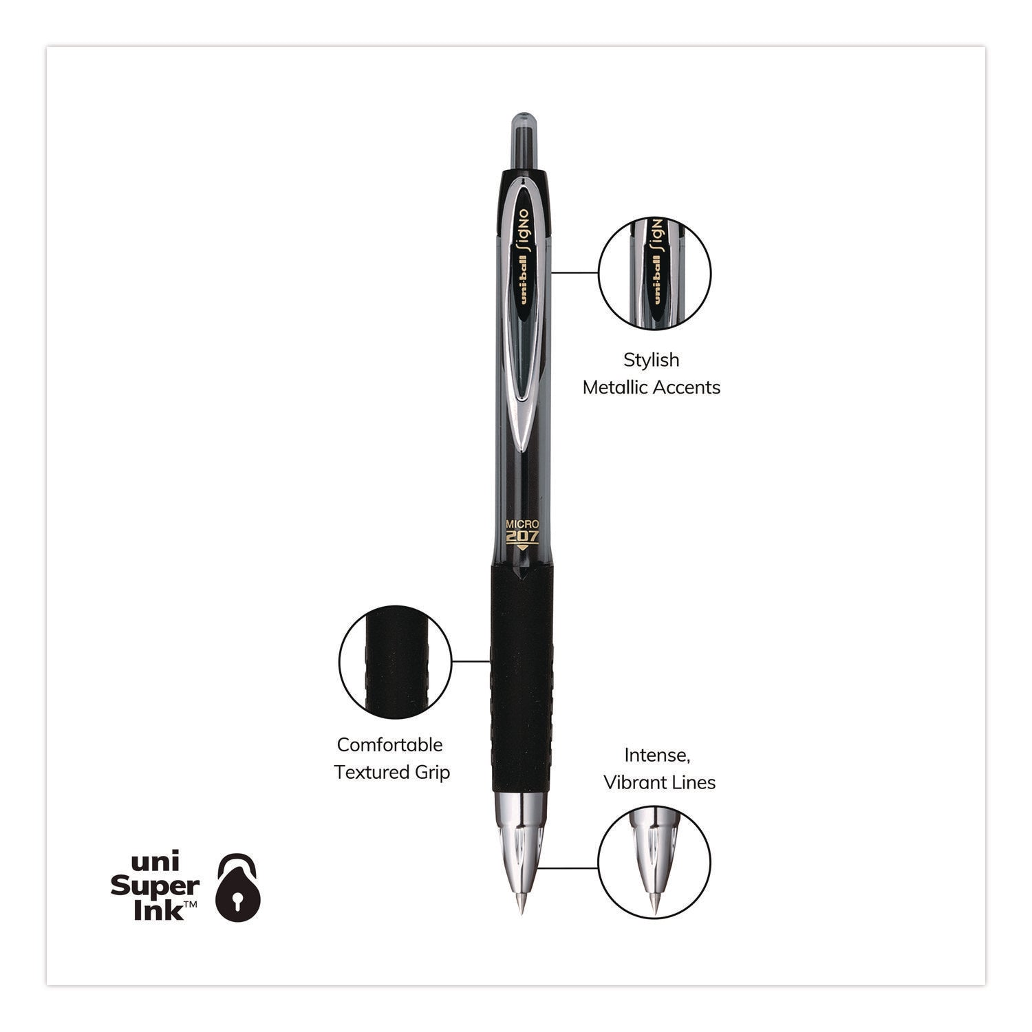PEN,207,GEL,.5MM,BLK,5PK