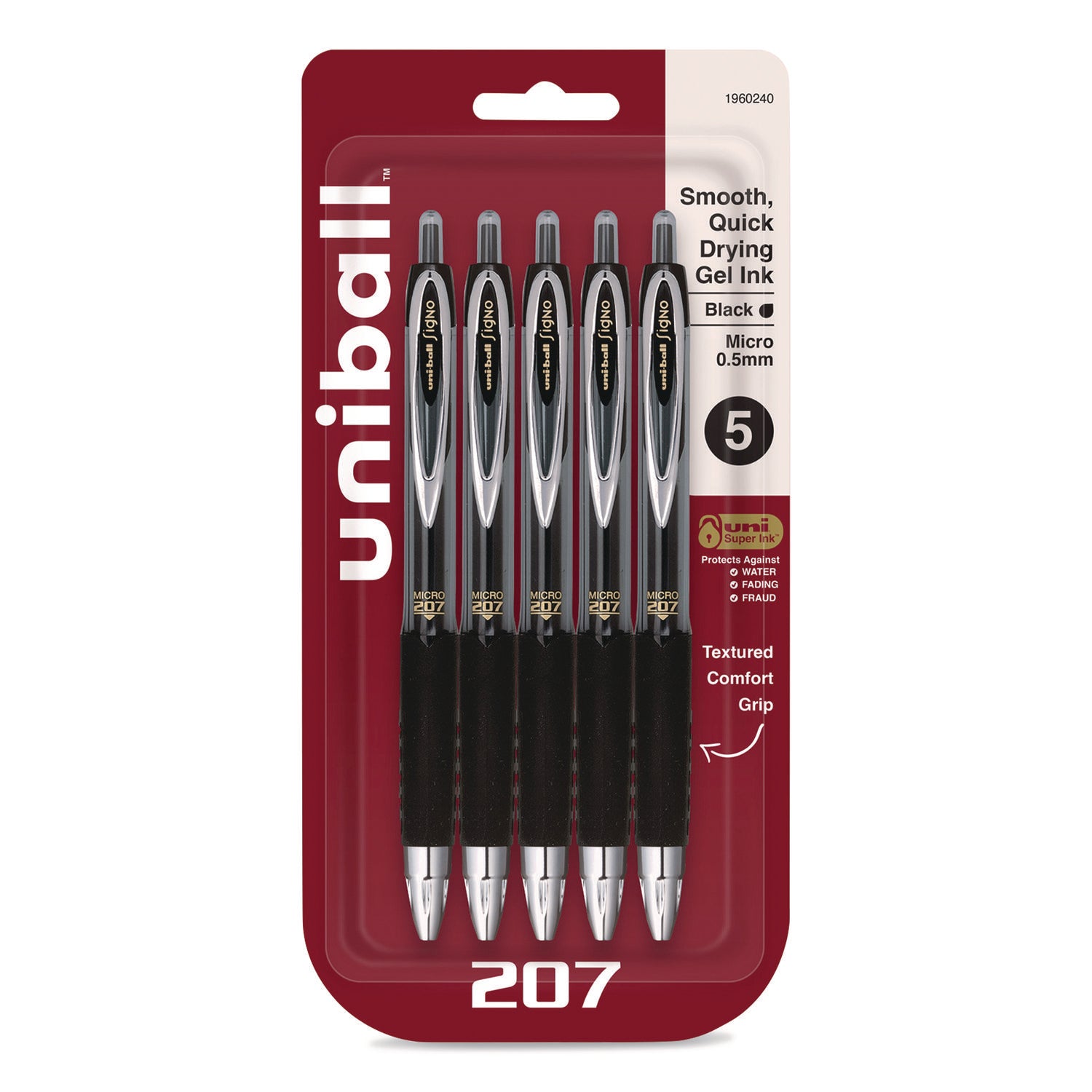PEN,207,GEL,.5MM,BLK,5PK