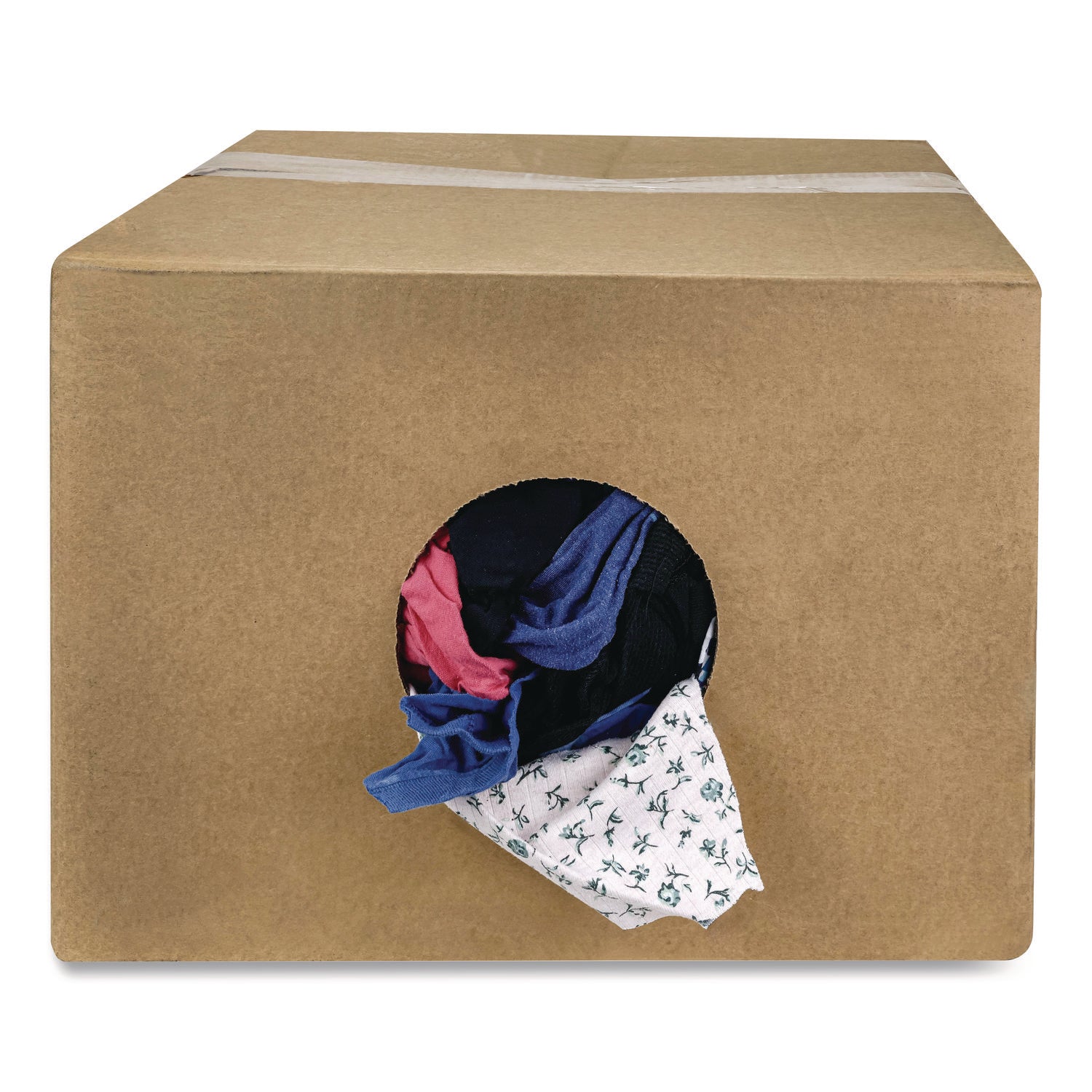 COLORED T-SHIRT RAGS, COTTON, ASSORTED, 25/BOX