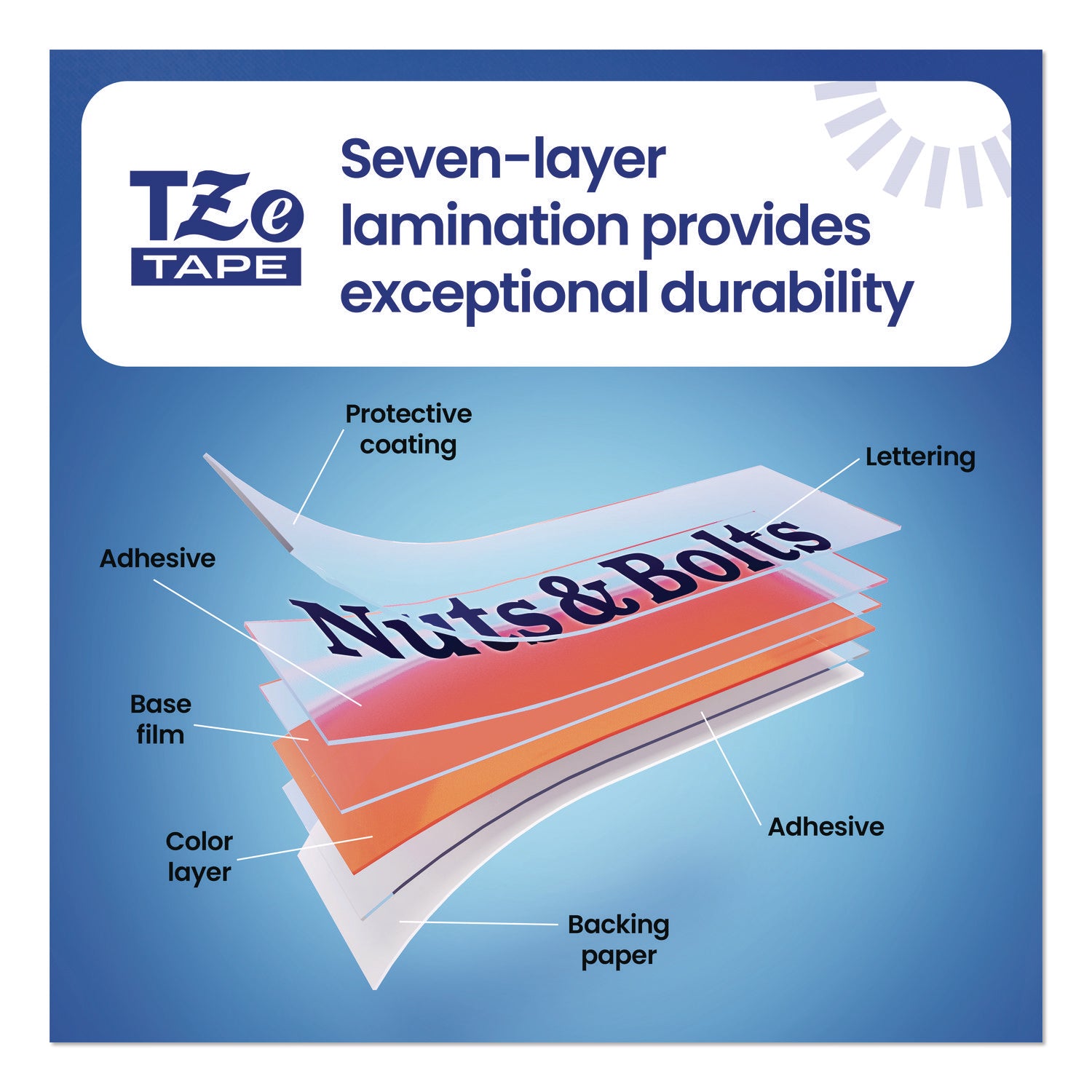 Tze Extra-Strength Adhesive Laminated Labeling Tape, 0.47" X 26.2 Ft, Black On White