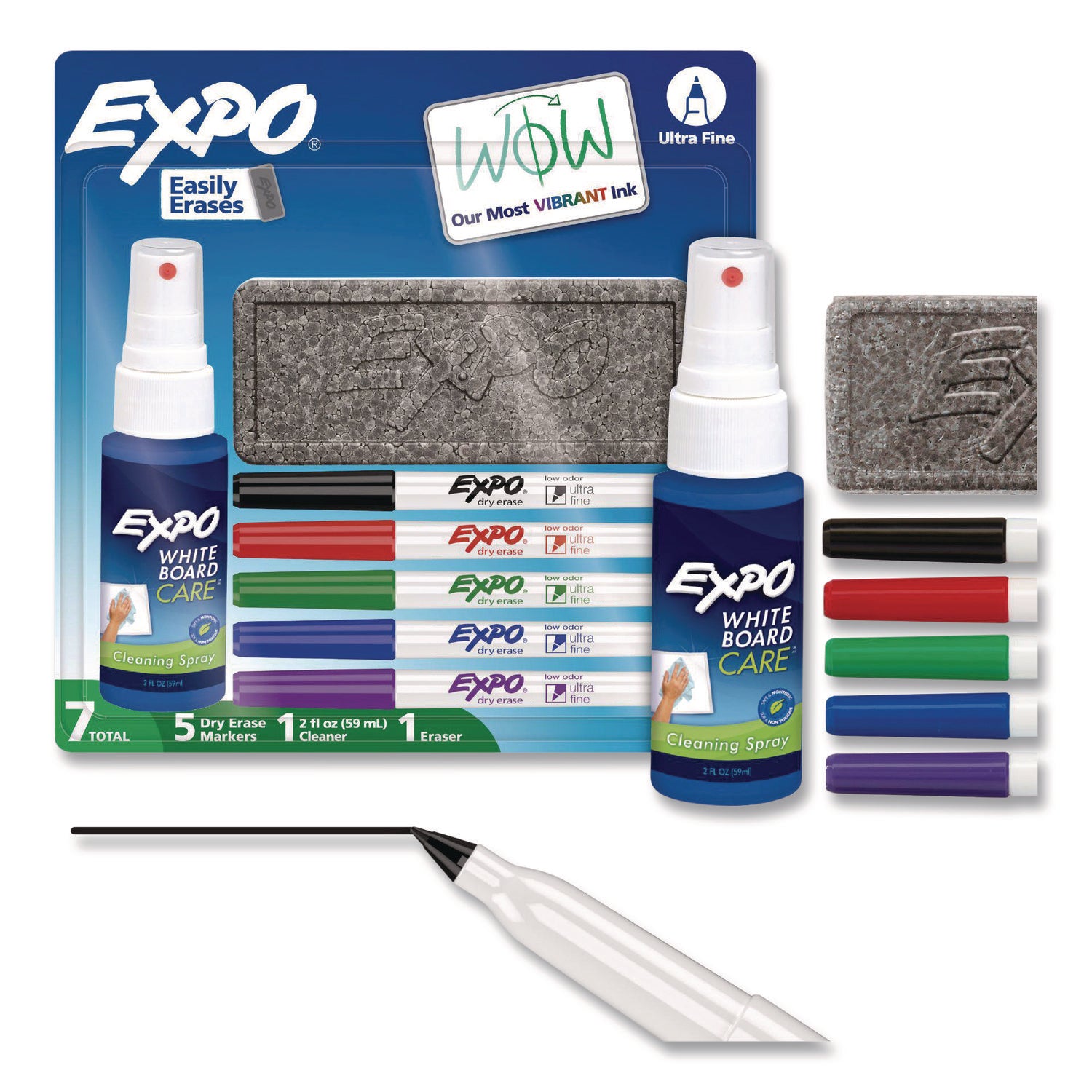 Low-Odor Dry Erase Marker Starter Set, Extra-Fine Bullet Tip, Assorted Colors, 5/Set