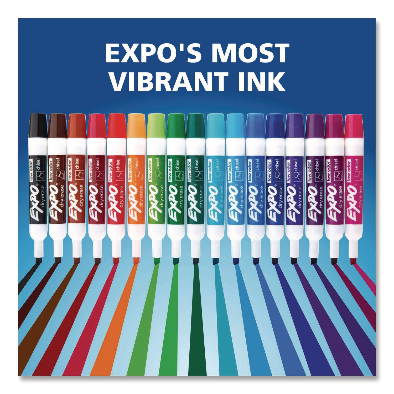 Expo Dry Erase Markers, Chisel Tip, Assorted Colors, Erasable, Low Odor, 12 Pack