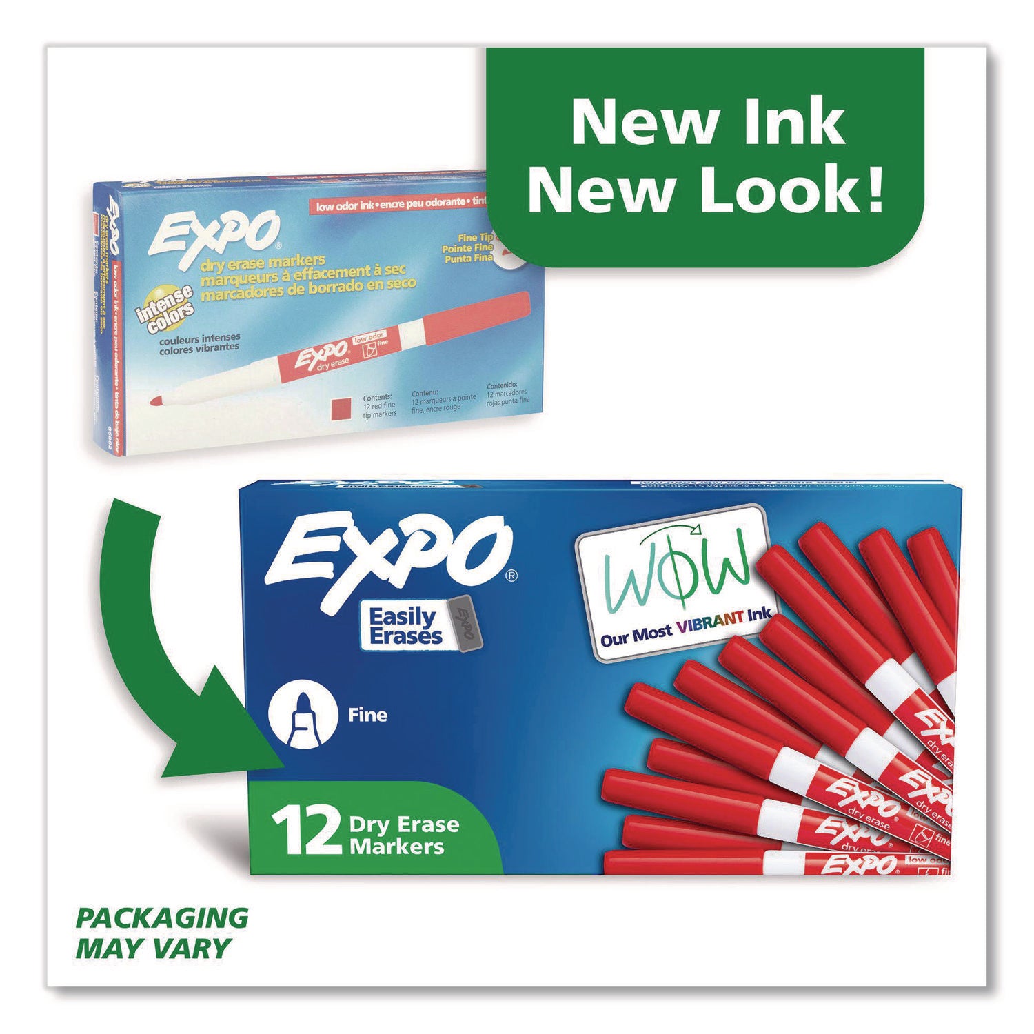 Expo Low-Odor Dry Erase Markers, Fine Point, Red Ink, Erasable, 1 Dozen