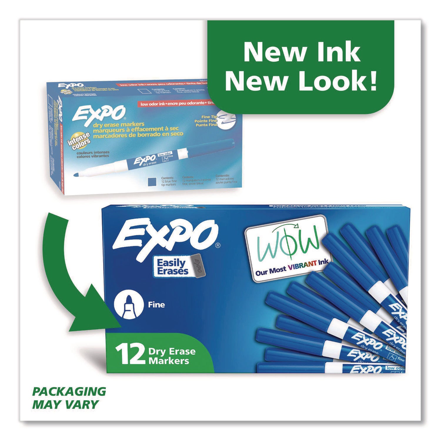 Expo Low-Odor Dry Erase Markers, Fine Point, Blue Ink, Erasable, 1 Dozen