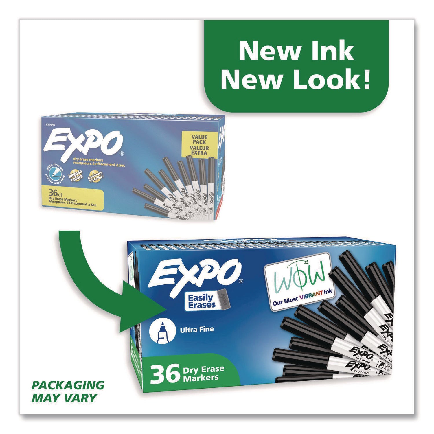 Expo Dry Erase Markers, Ultra Fine Point, Black Ink, Erasable, Low Odor, 36 Pack